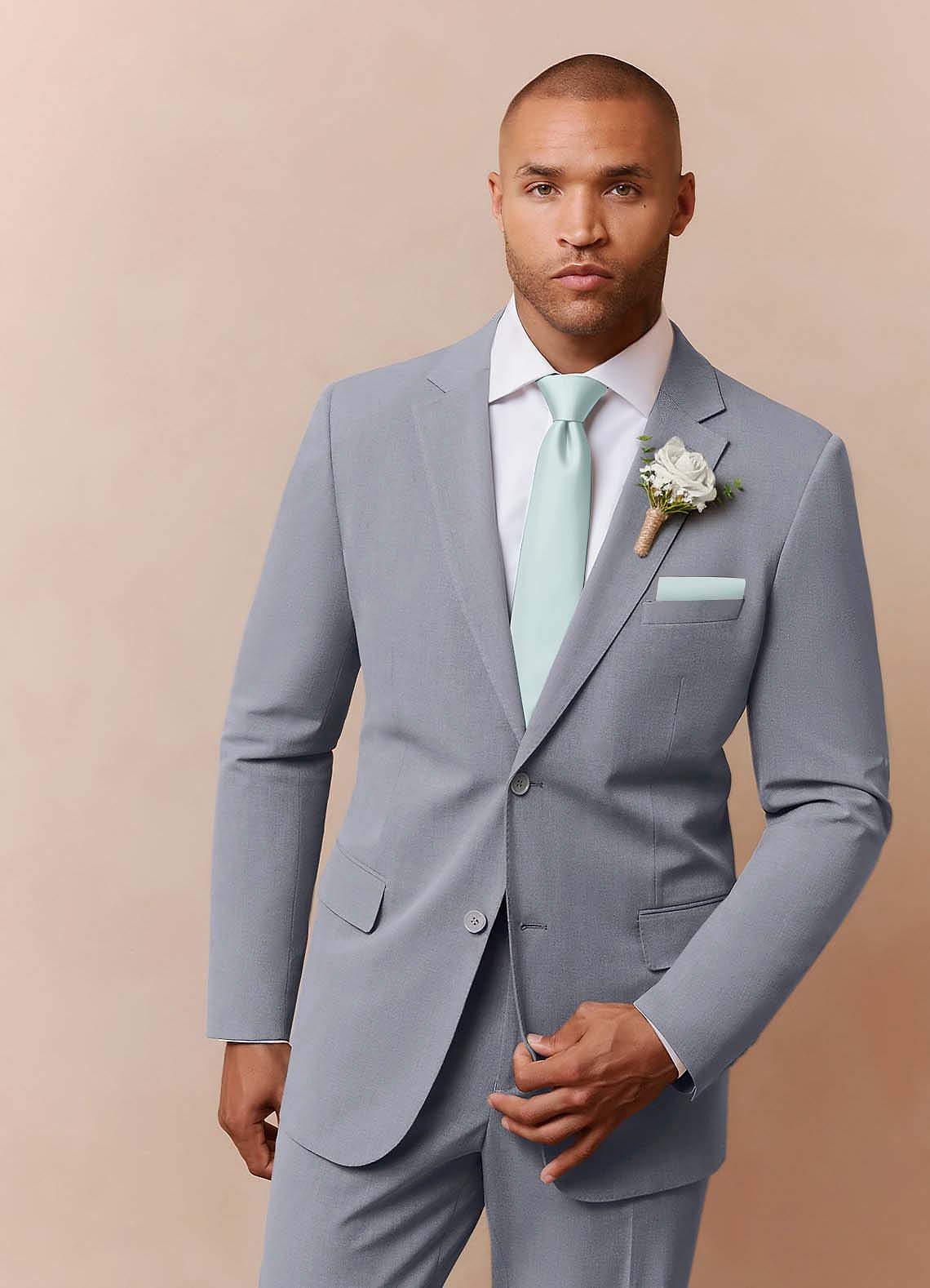 front Stretch Satin Matching Groomsmen Pocket Square Set – 4 Pieces