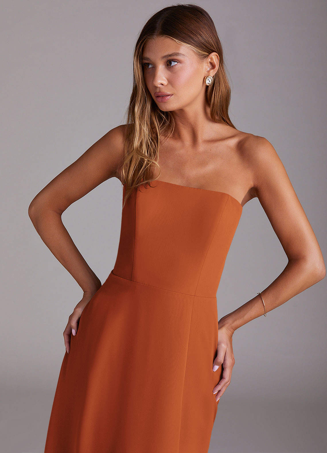 Azazie Wren Bridesmaid Dresses Cinnamon A-Line Side Slit Chiffon Convertible Dress image4