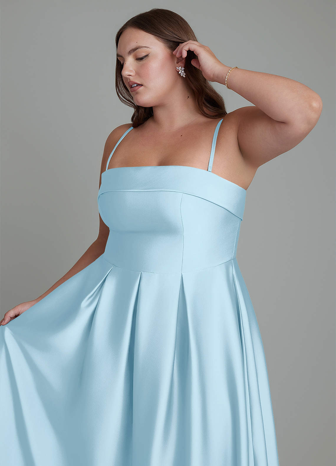 Azazie Lucienne Bridesmaid Dresses Sky Blue A-Line Strapless Stretch Satin Convertible Dress image13