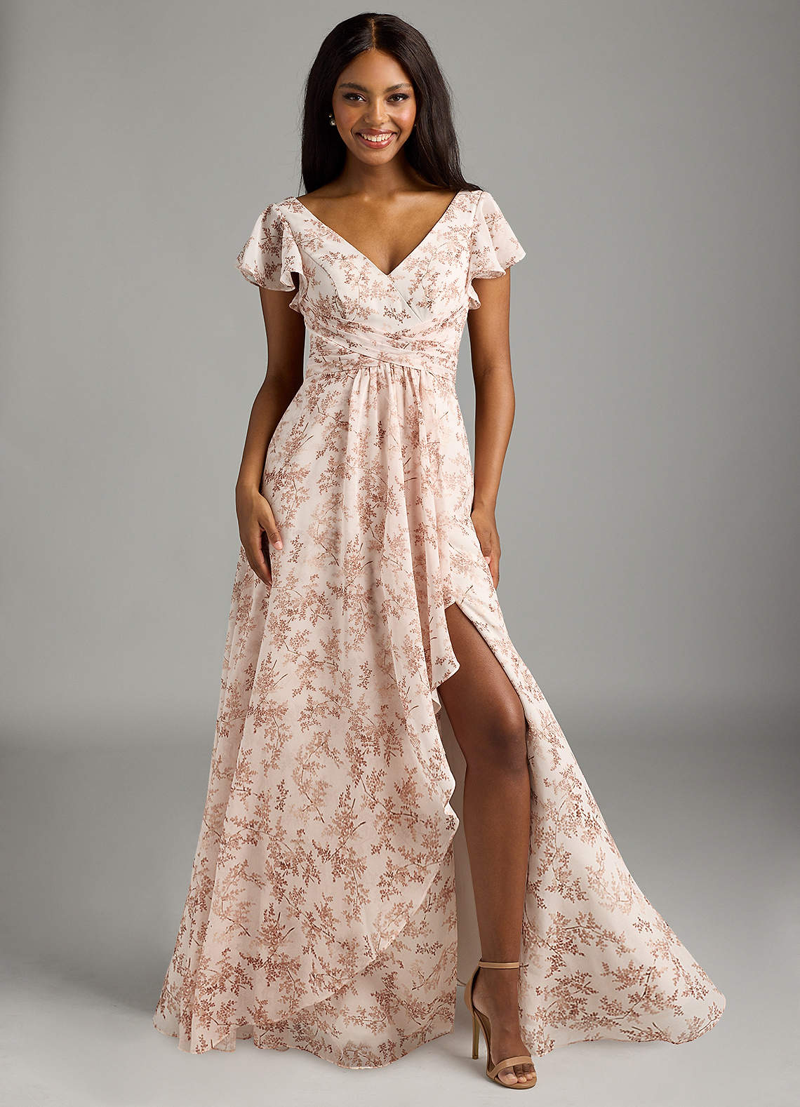 azazie pink floral dress Azazie Omari