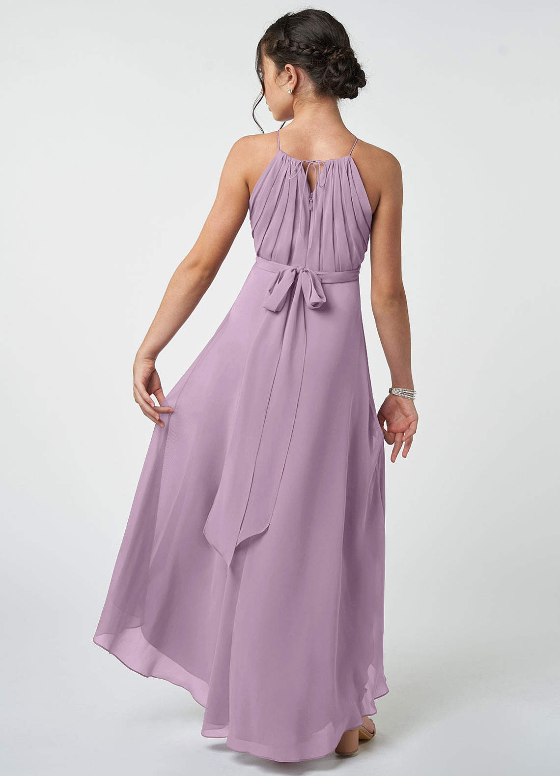 Azazie Oaklynn Junior Wisteria A-Line Pleated Chiffon Dress image2