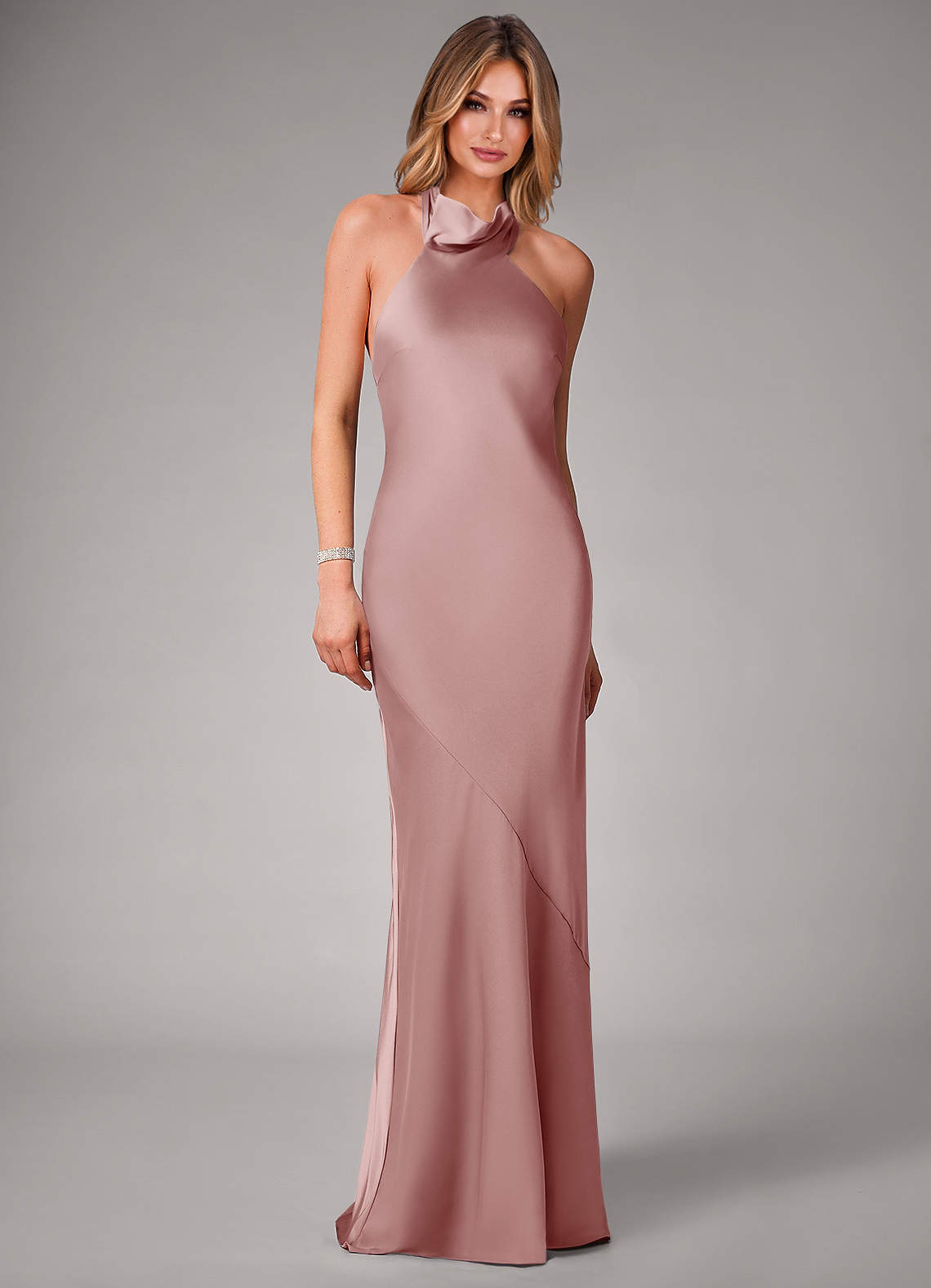 Azazie Velli Abiti da Damigella Abito Sirena in Raso Elasticizzato Rosa Polverosa image3