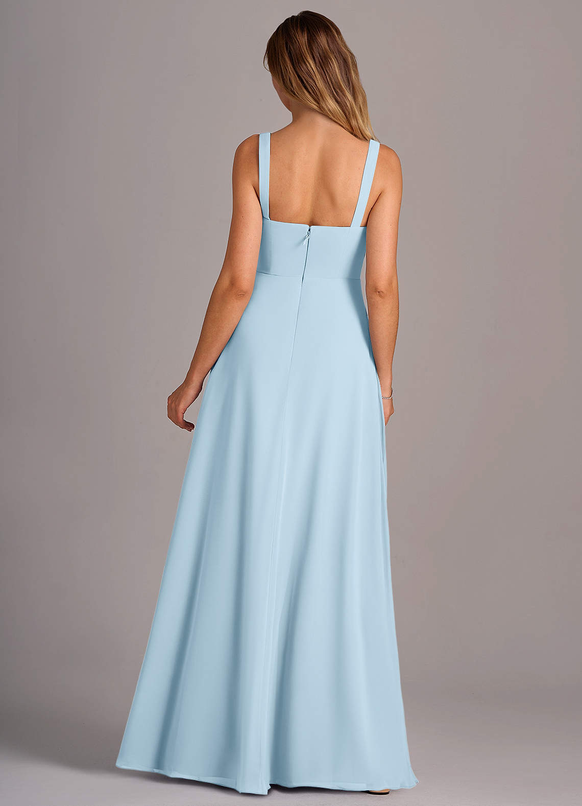 Azazie Debra Bridesmaid Dresses Sky Blue A-Line with Pockets Chiffon Convertible Dress image5