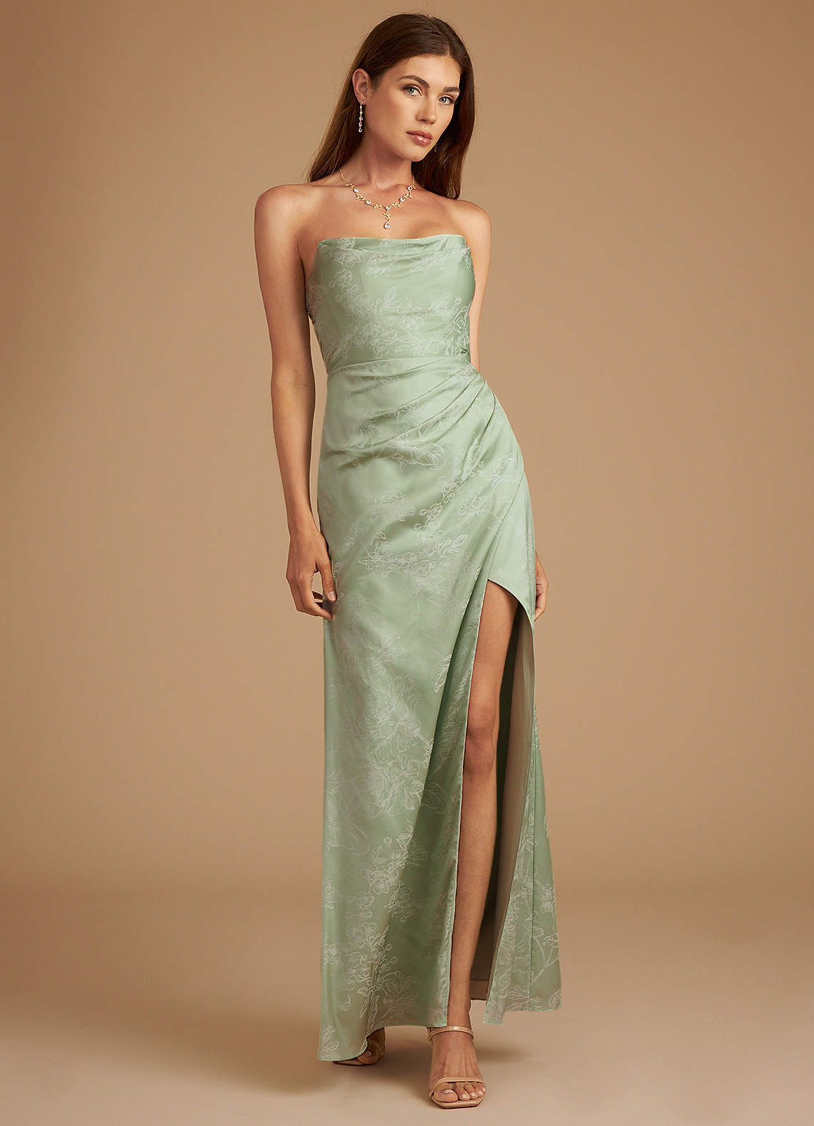 Azazie Leonis Vestidos de damas de honor Vestido de Flor De Salvia de Florecer de Corte Sirena Convertible con Sin tirantes image1
