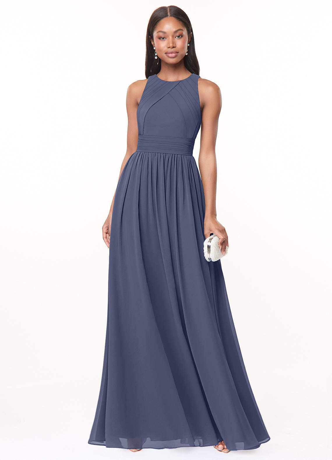 Azazie Harper Bridesmaid Dresses Stormy A-Line Pleated Chiffon Dress image1