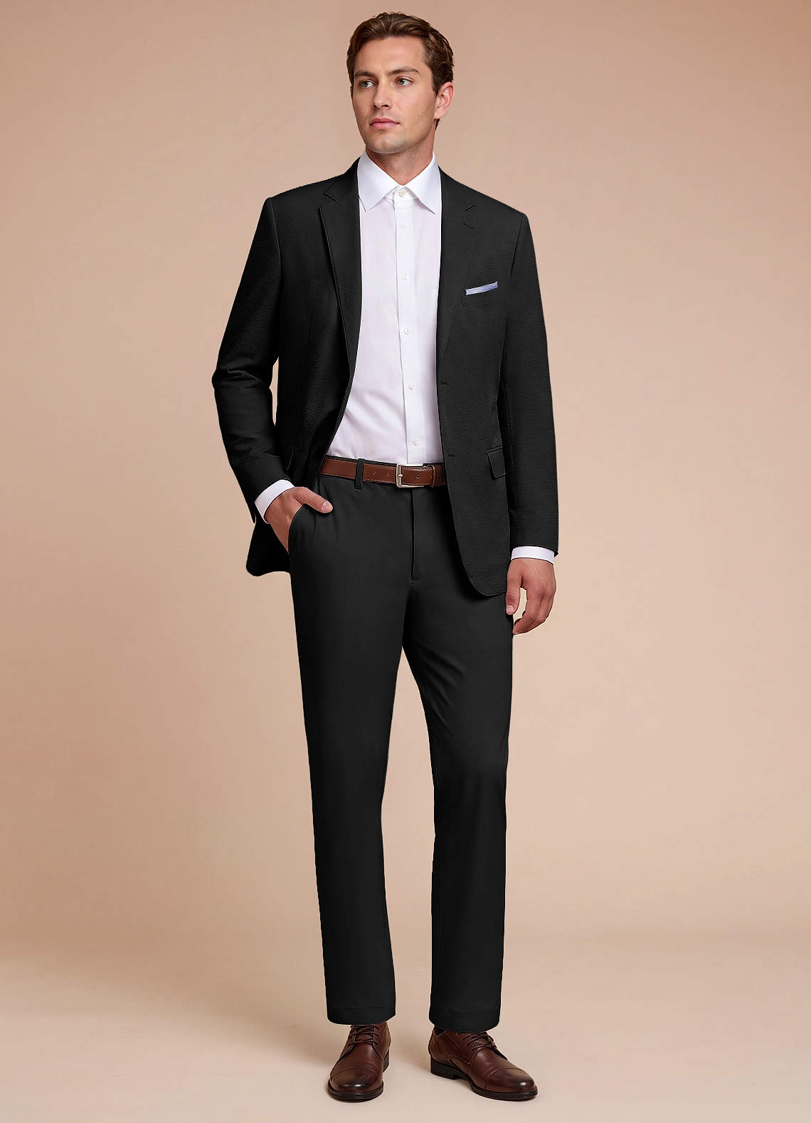 front Grayson Black Stretch Seersucker Suit