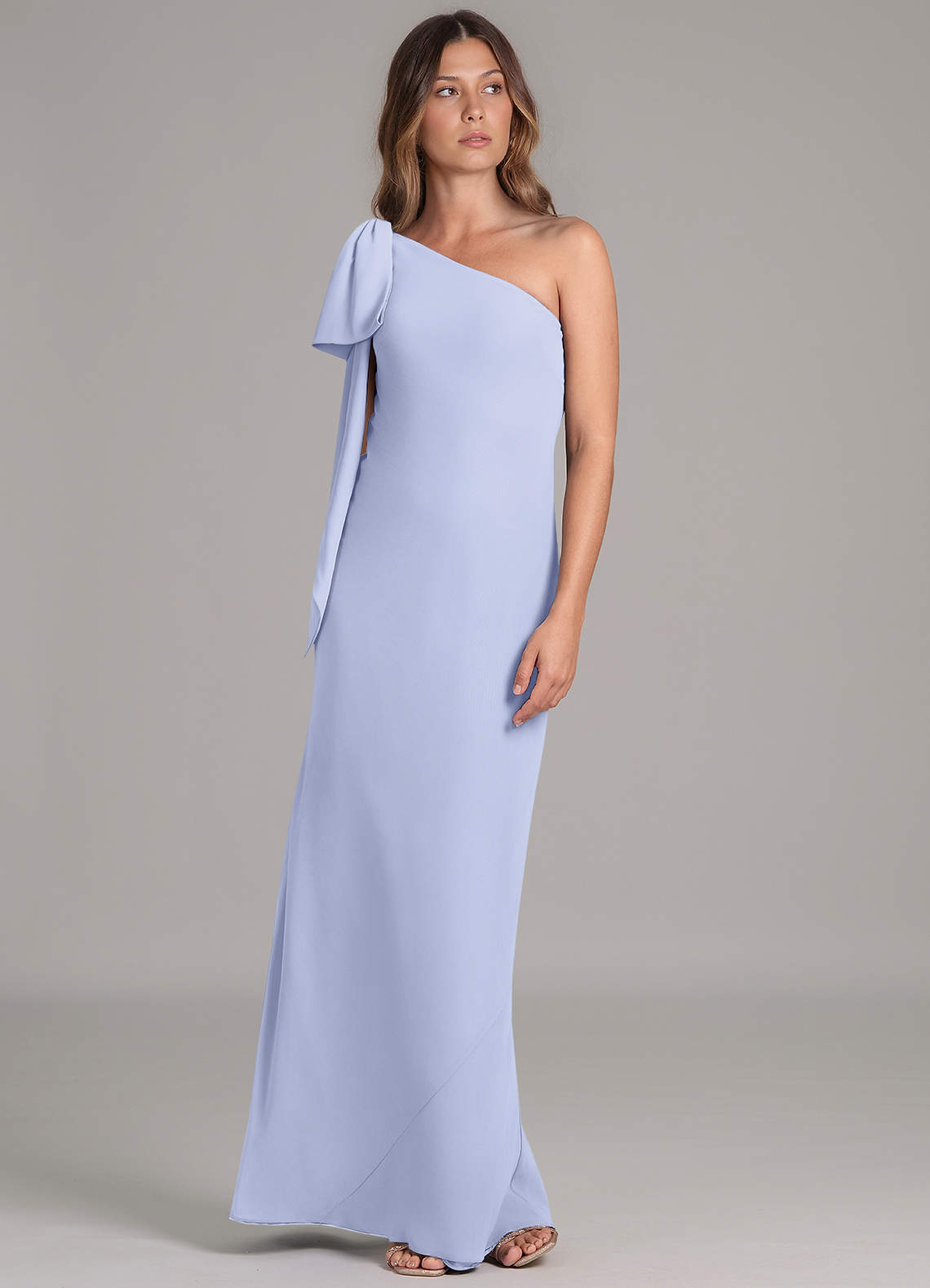 lavender chiffon dresses bridesmaid Wedtrend Women Lilac Ruffle Bridesmaid Dress A Line Ruched Chiffon Spaghetti Straps Maxi Dress with Slit, Purple / US4