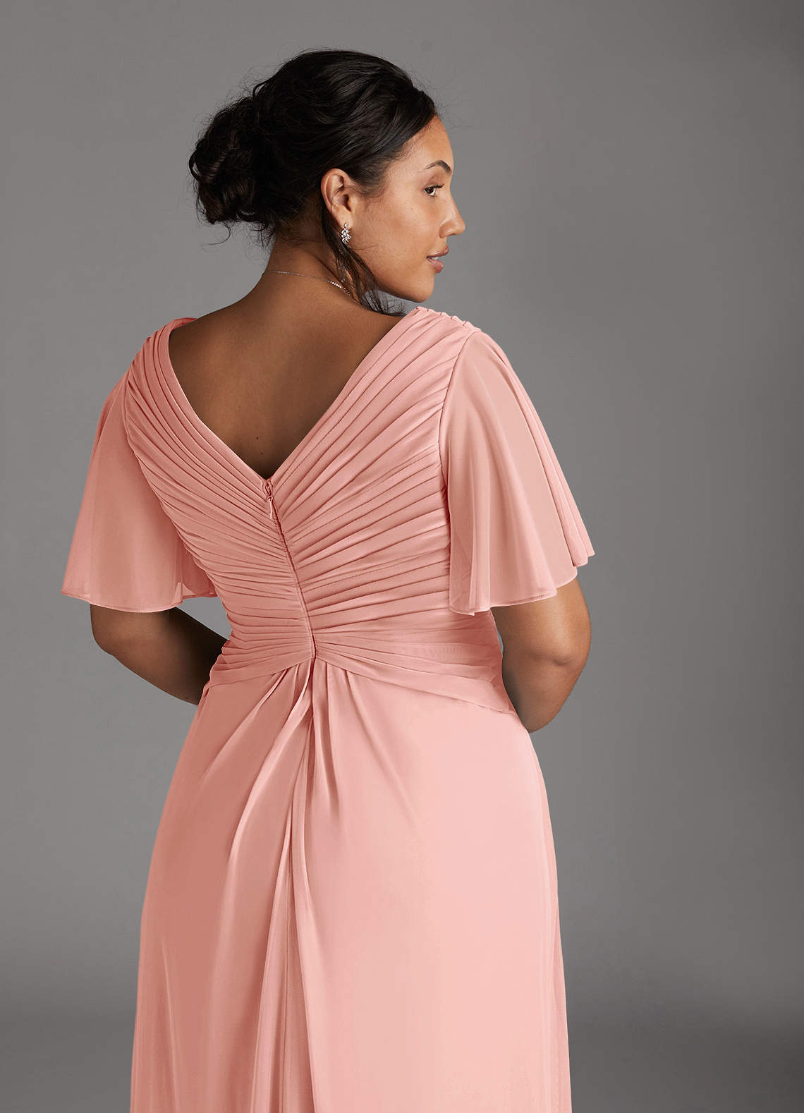 Azazie Emmeline Mother of the Bride Dresses Rosette A-Line V-Neck Pleated Mesh Dress image9