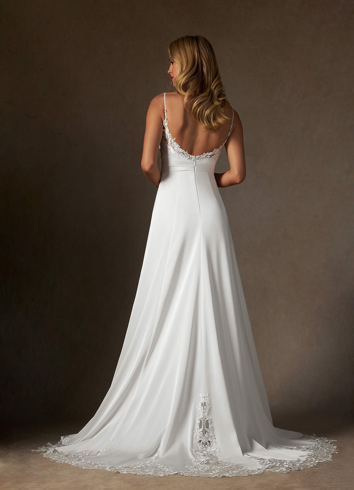 Azazie Sable Abiti da Sposa Abito A-Line in Raso Elasticizzato Pizzo Bianco Diamante image1