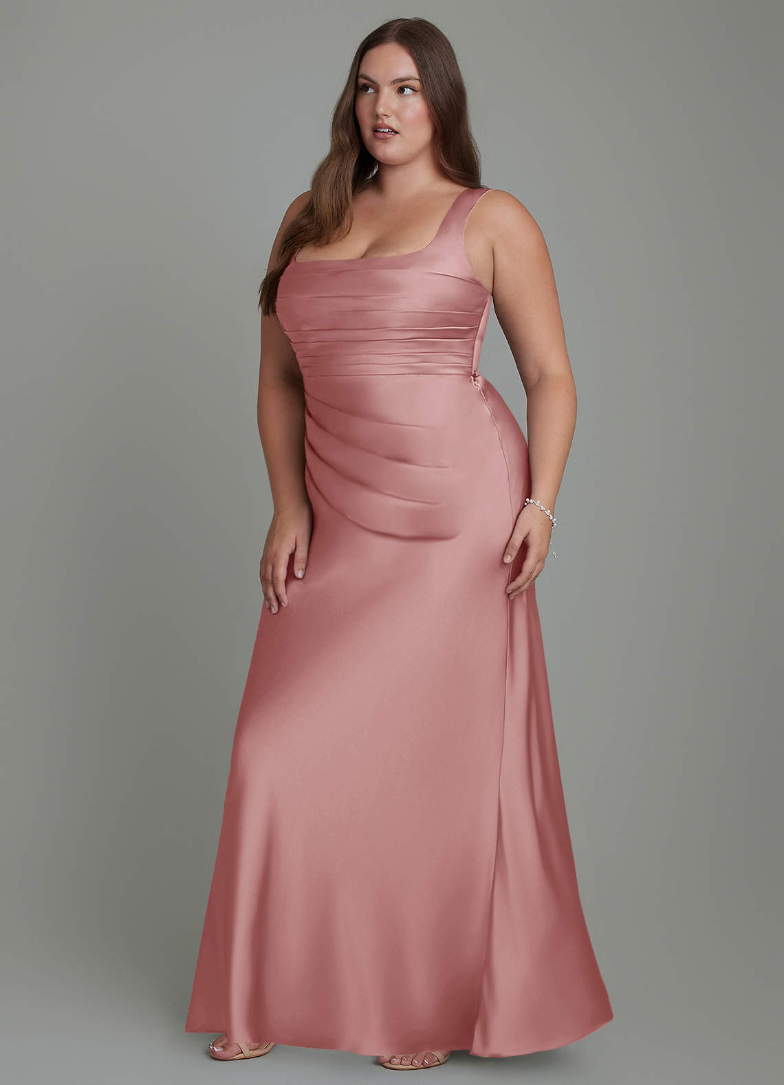 Azazie Agustina Bridesmaid Dresses Dusty Rose Mermaid Corset Stretch Satin Dress image10