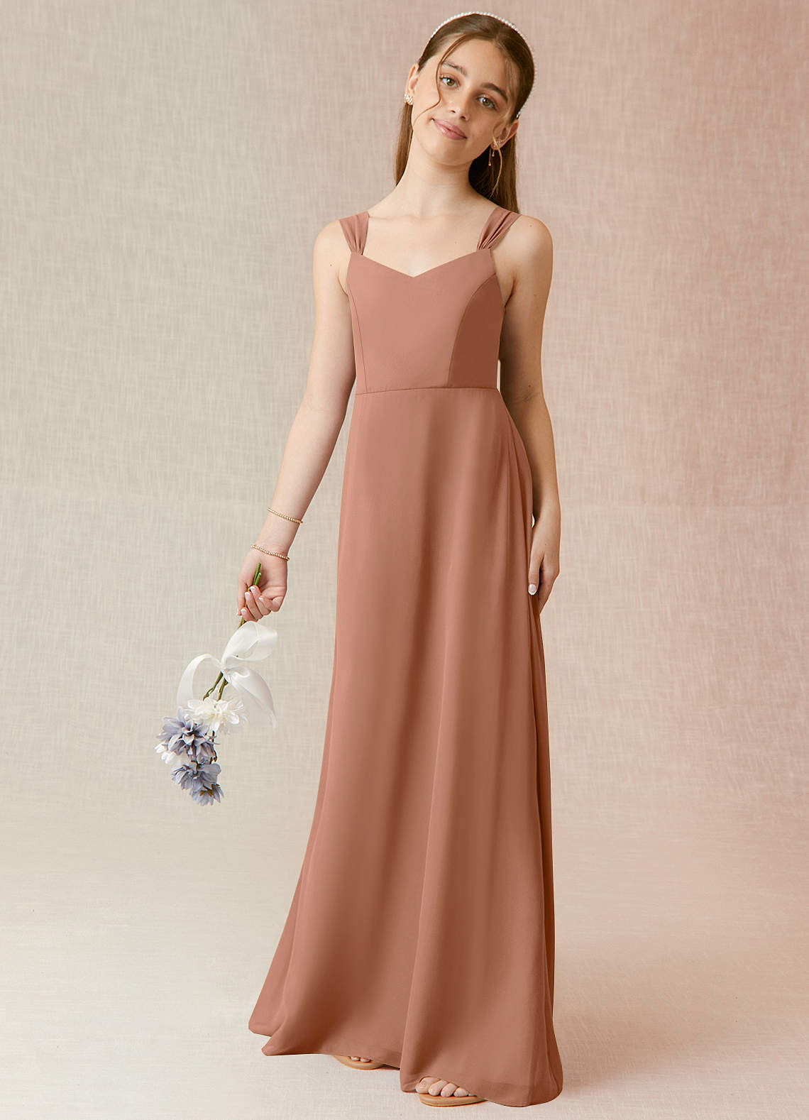 Azazie Denice Junior Bronzer A-Line Chiffon Dress image1