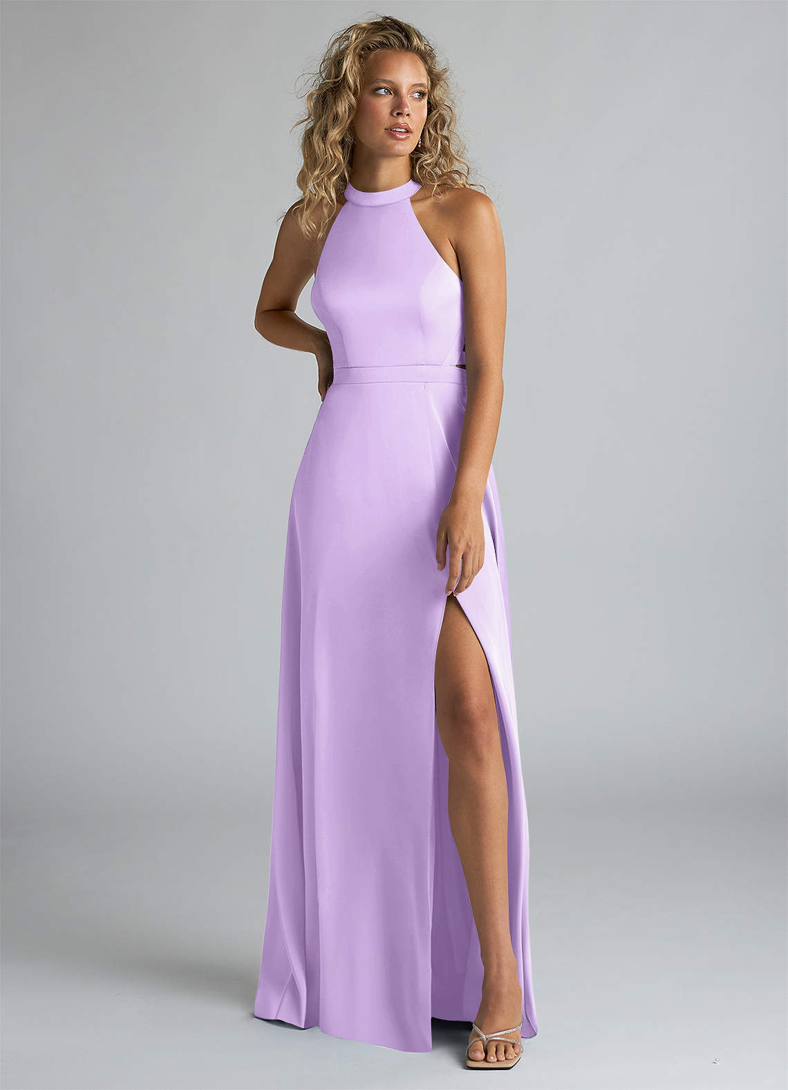 strapless open back dress Mermaid Backless Lilac Lace Appliqued Long Prom Dresses, Purple Lace F —  Bridelily main image 0