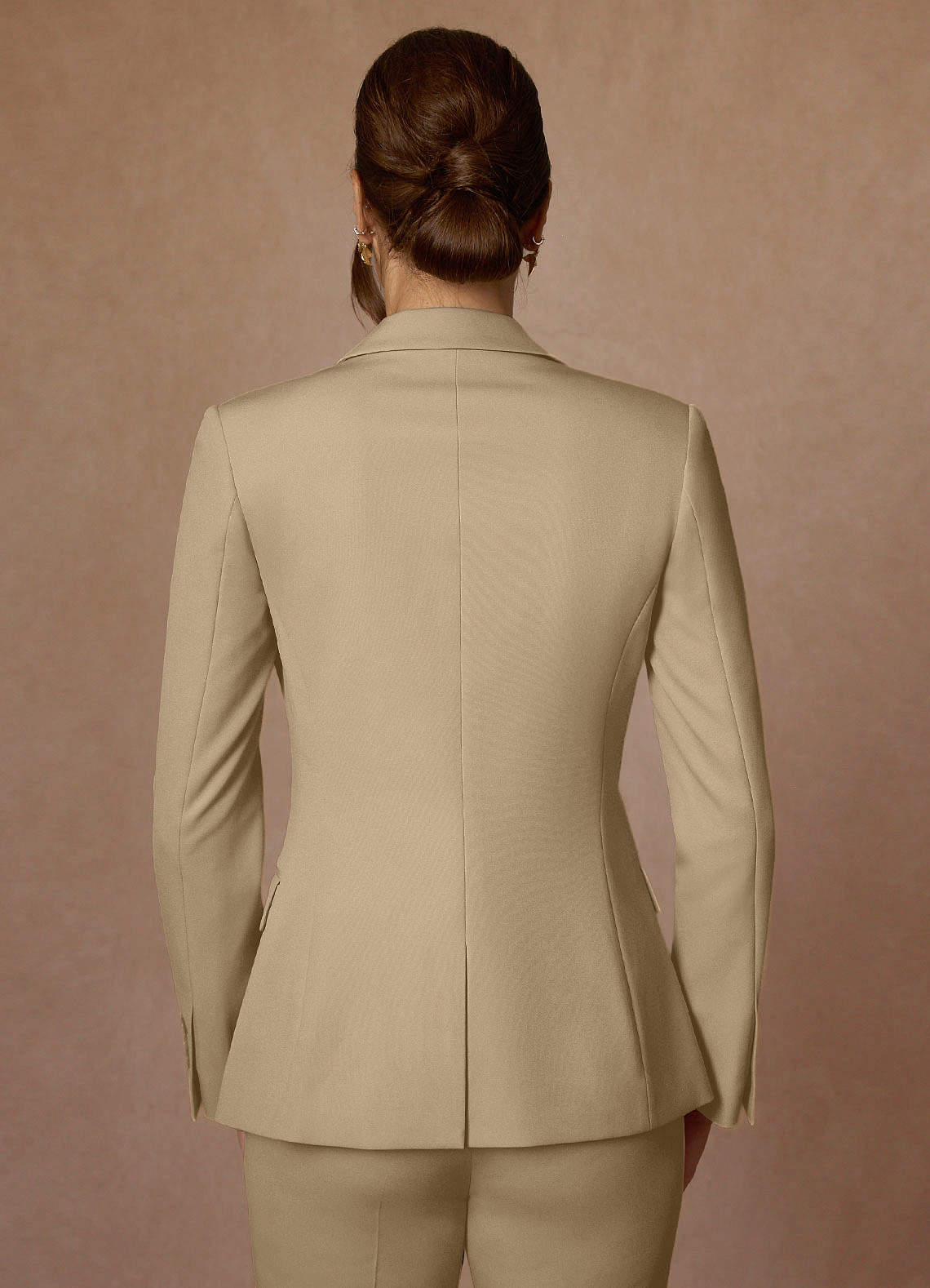 front Kennedy Champagne Structured Stretch Pants Suit