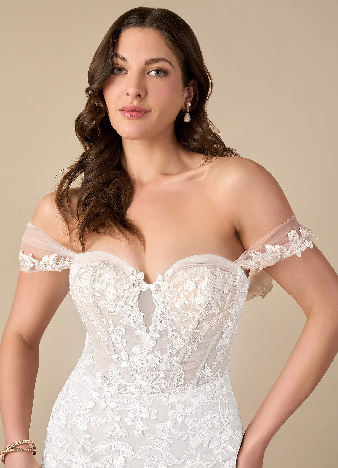 Azazie Leilani Wedding Dresses Diamond White Mermaid Sequins Tulle Dress image2