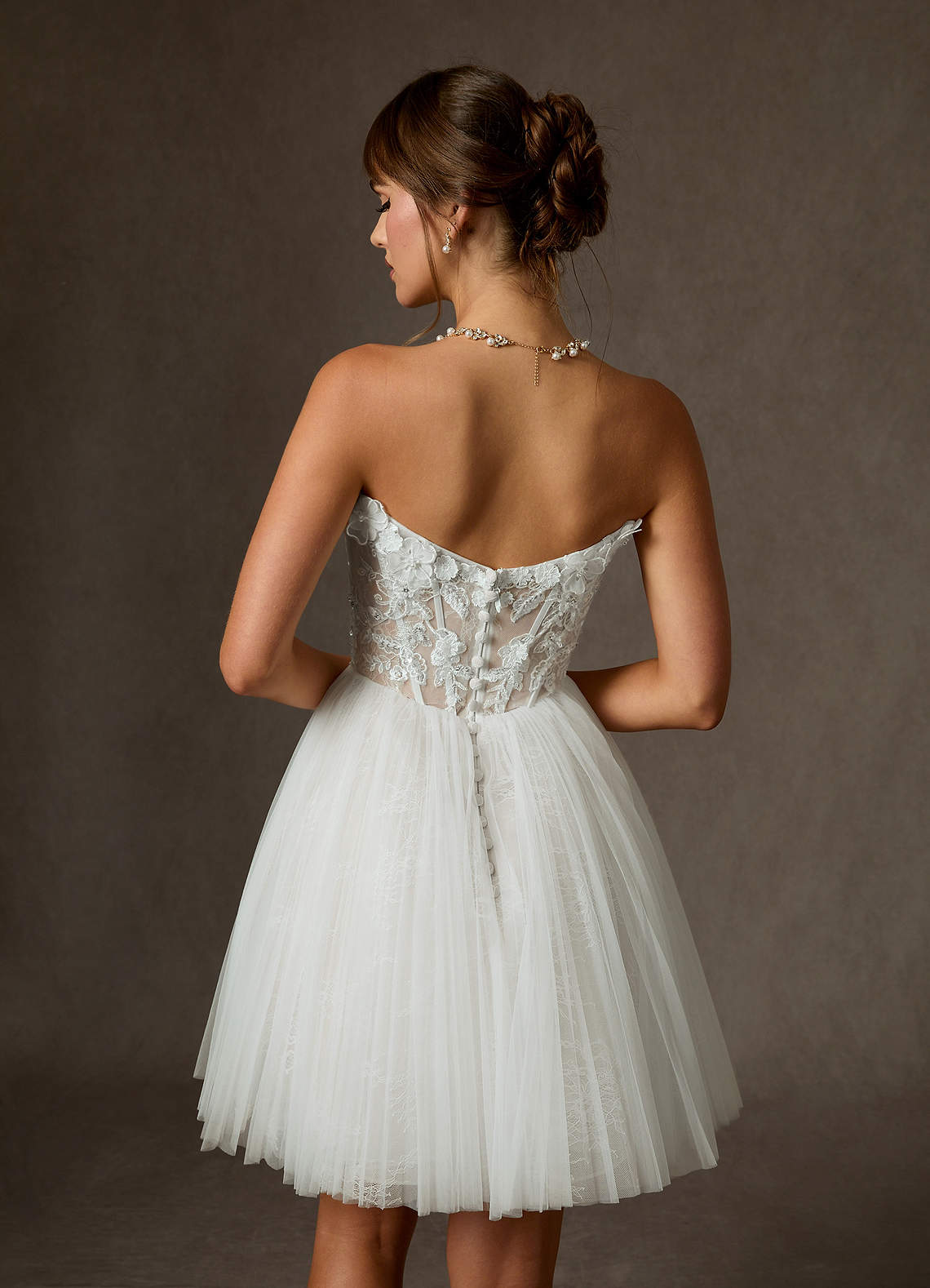 Azazie Sorel Wedding Dresses Diamond White Ball-Gown Off the Shoulder Lace Dress image7