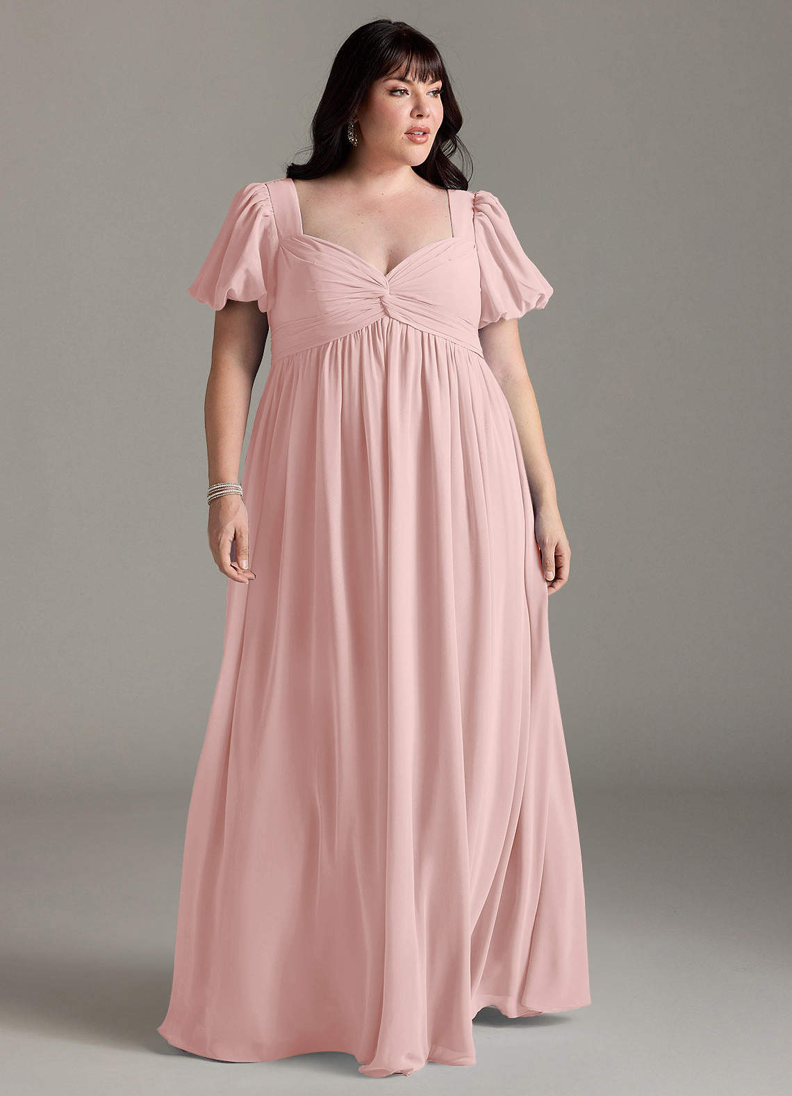 Azazie Plus Size Sweetheart Floor-Length Chiffon Maternity Bridesmaid Dresses