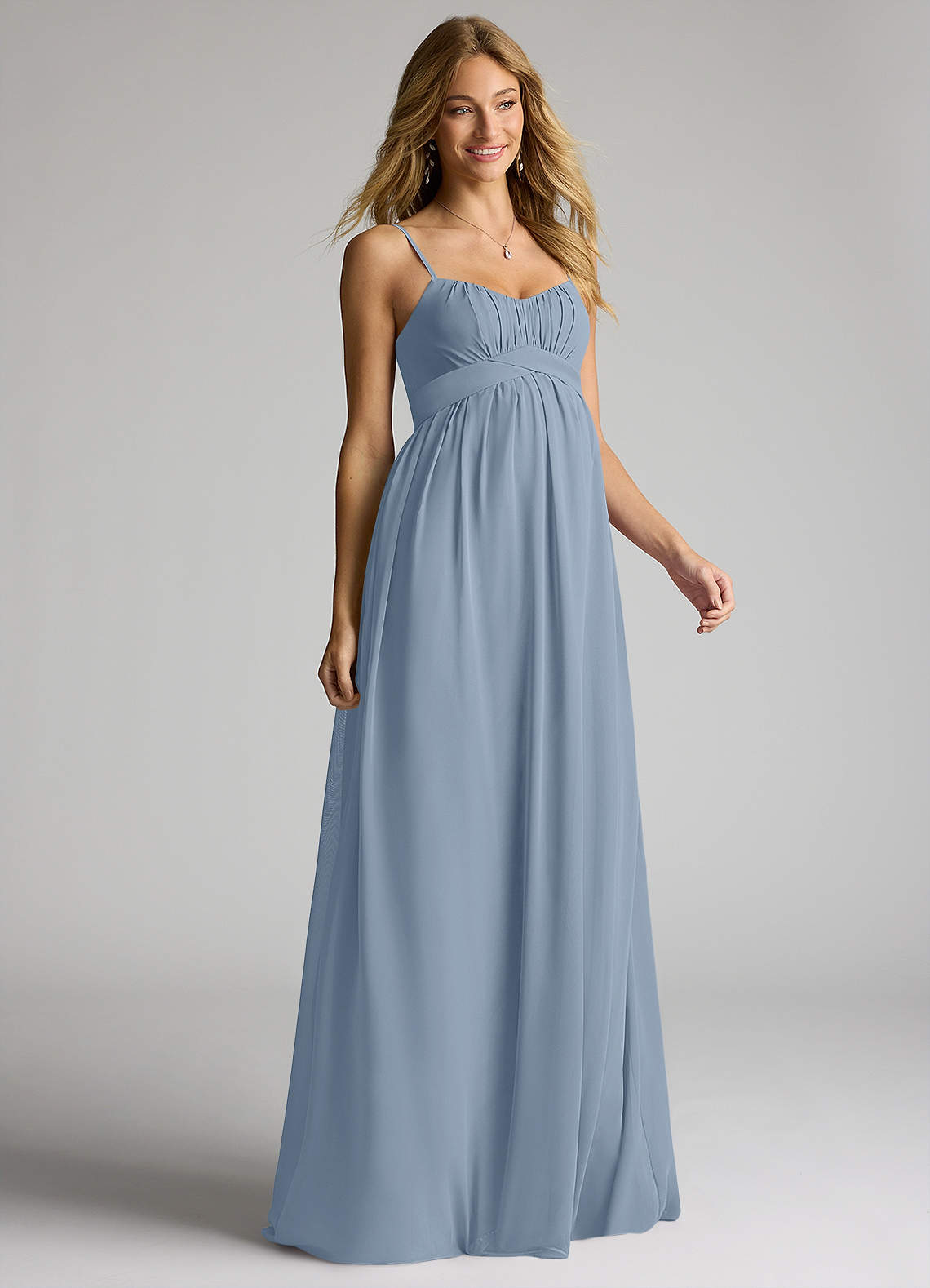Azazie Llana Maternity Bridesmaid Dresses A-Line Chiffon Floor-Length Dress image1