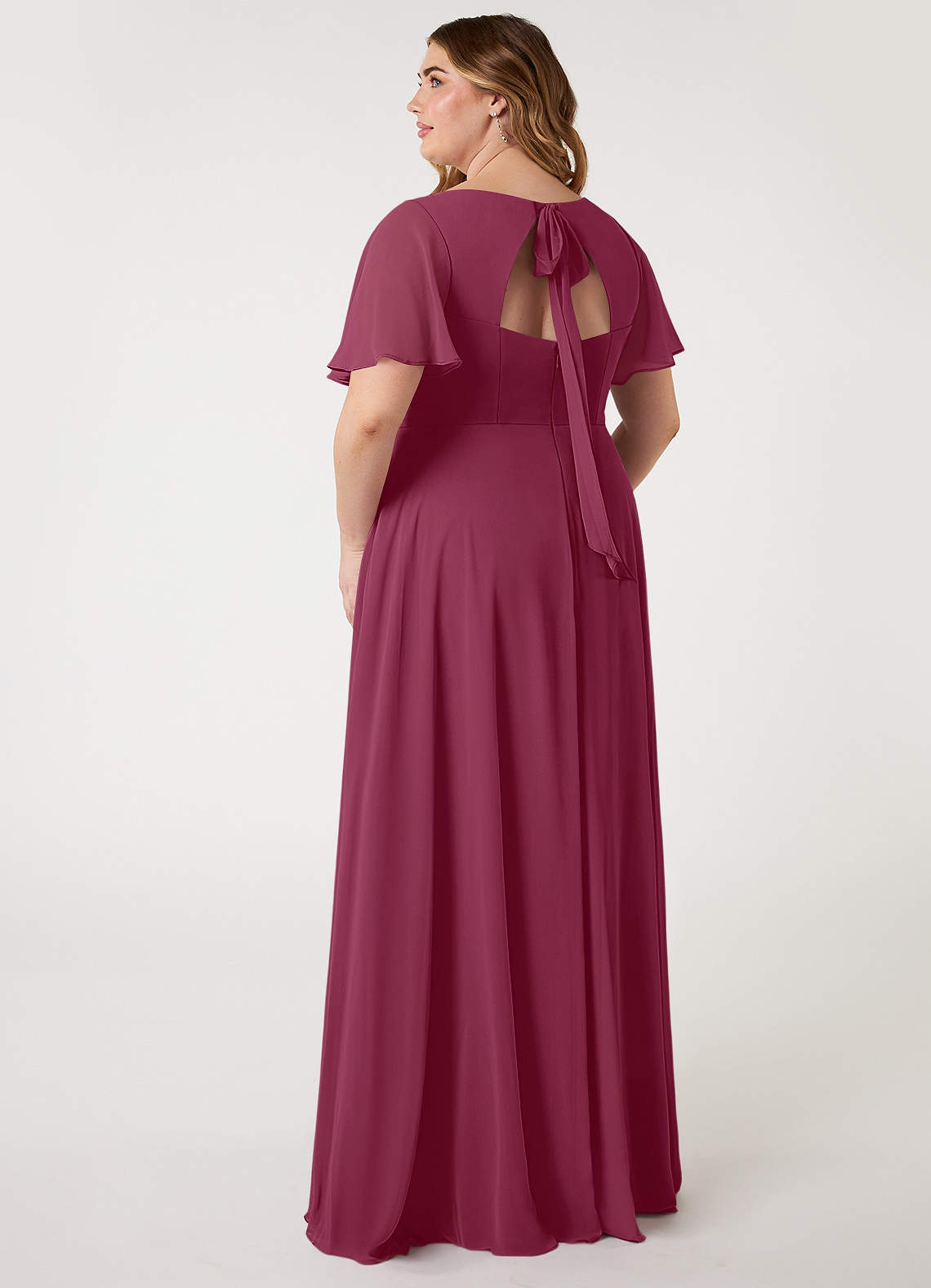 Azazie Plus Size A-Line V-Neck Floor-Length Chiffon Bridesmaid Dresses