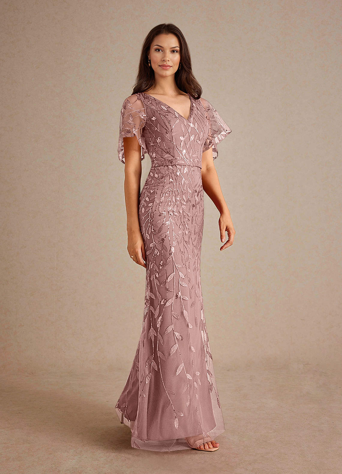 Azazie Milan Mother of the Bride Dresses Dusty Rose Sheath Sequins Dress image3