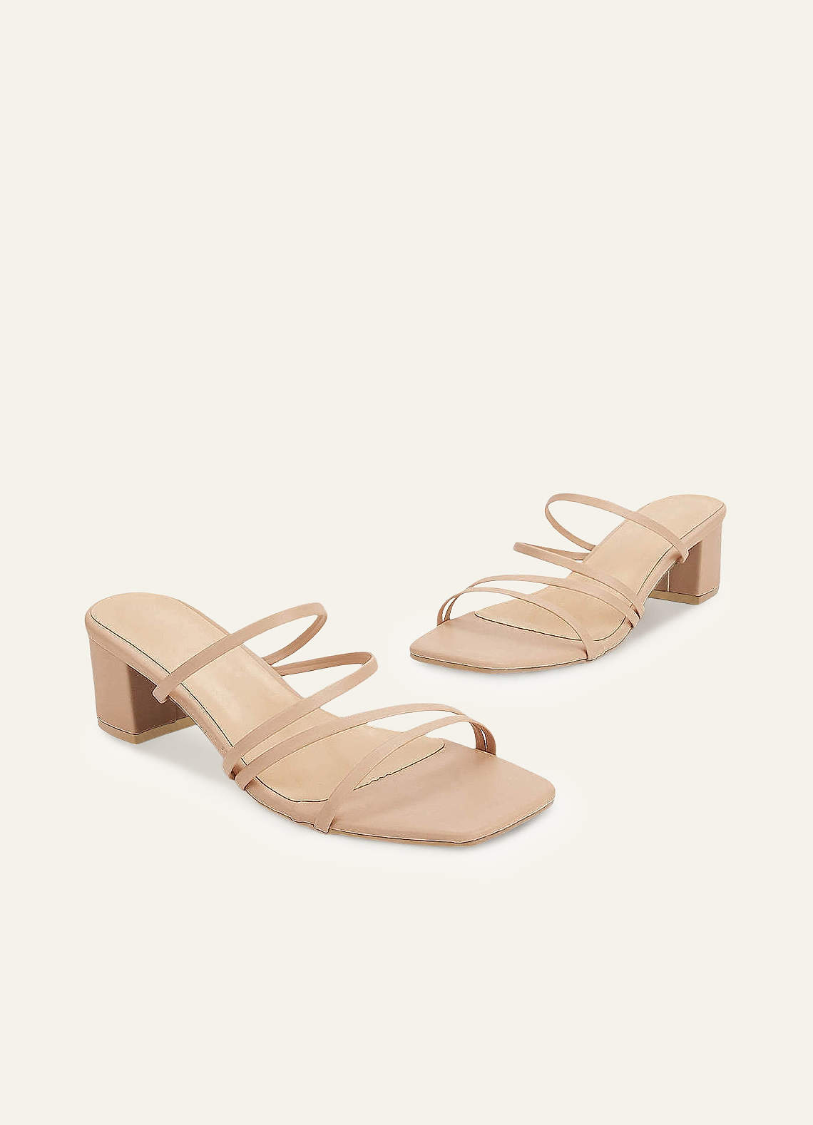 front Nude Strap Low Heel Sandals