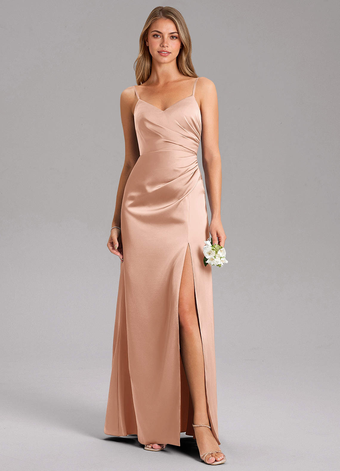 Azazie Azuree Rose Gold Stretch Satin Bridesmaid Dresses | Azazie Azazie Azuree Rose Gold Stretch Satin Bridesmaid Dresses | Azazie