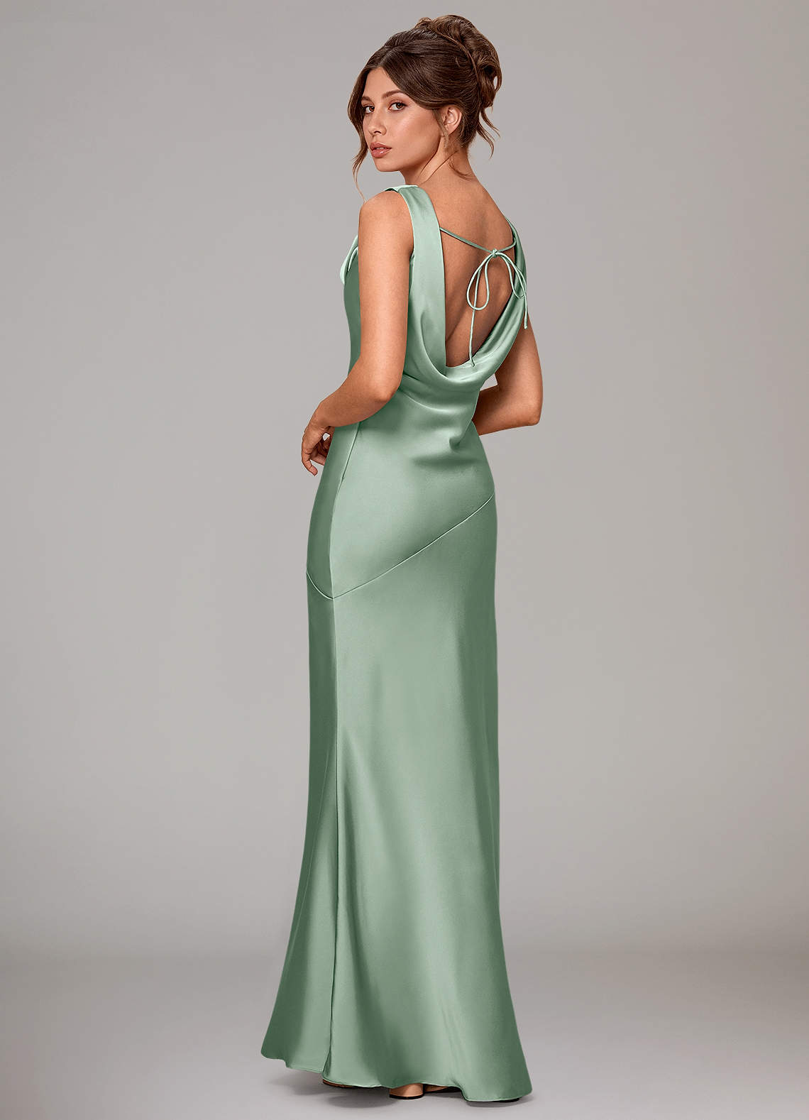 Azazie Rylina Vestidos de madrinha de casamento Vestir Agave de Cetim elástico de sereia image3