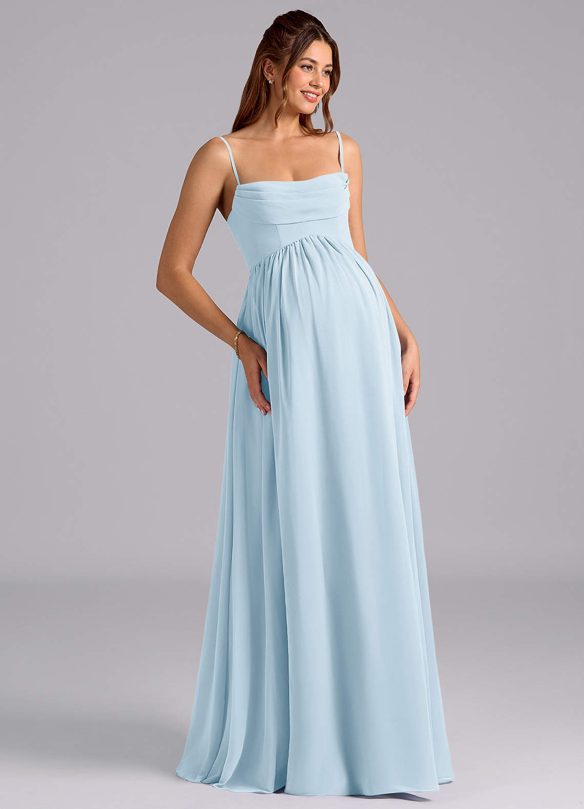 Azazie Saige Maternity Bridesmaid Dresses A-Line Pleated Chiffon Floor-Length Dress image6