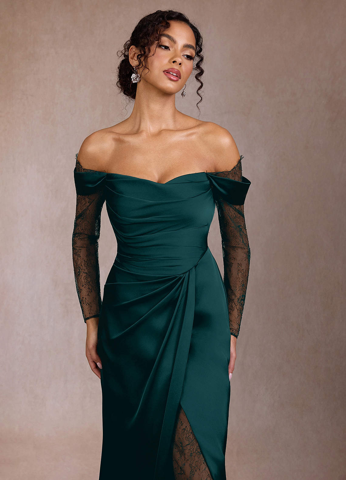 slim fit dress slacks Vintage Ellie Saab Forest Green Lace Dress with Bell Sleeves (36) – The  Thrifty Hippy