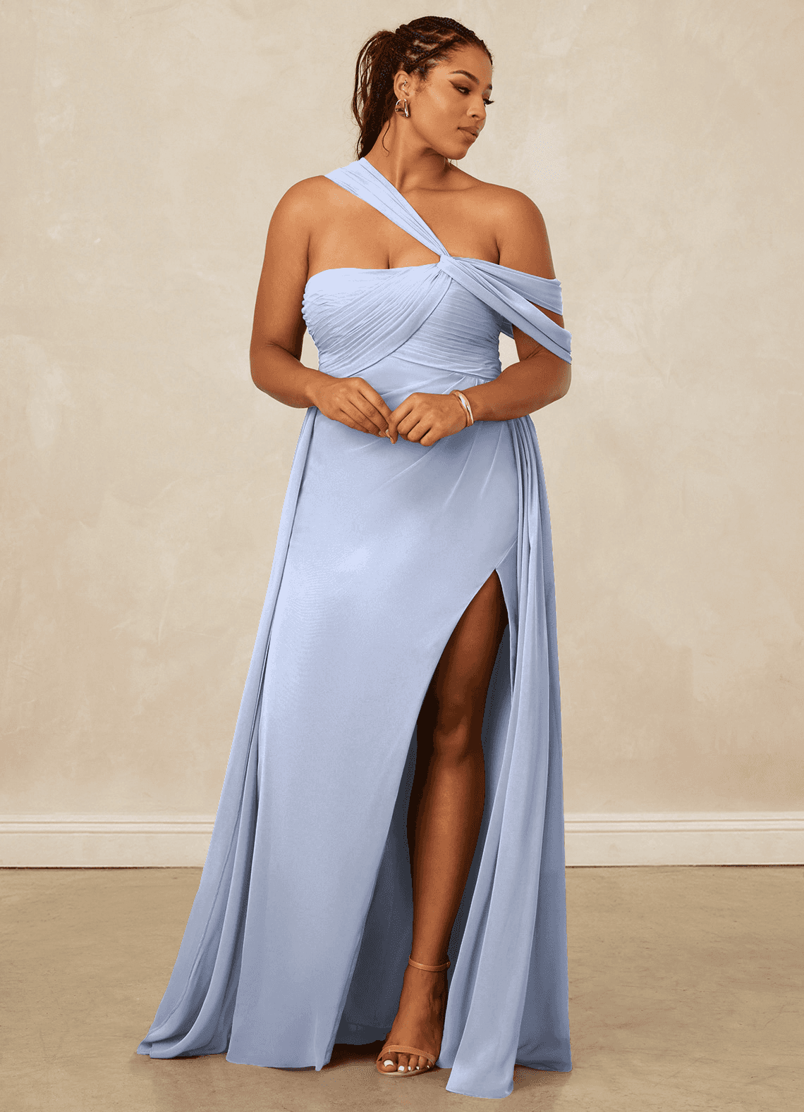 Christian Siriano Bridal for Azazie 1014 Bridesmaid Dresses Ice A-Line Off the Shoulder Chiffon Dress image12
