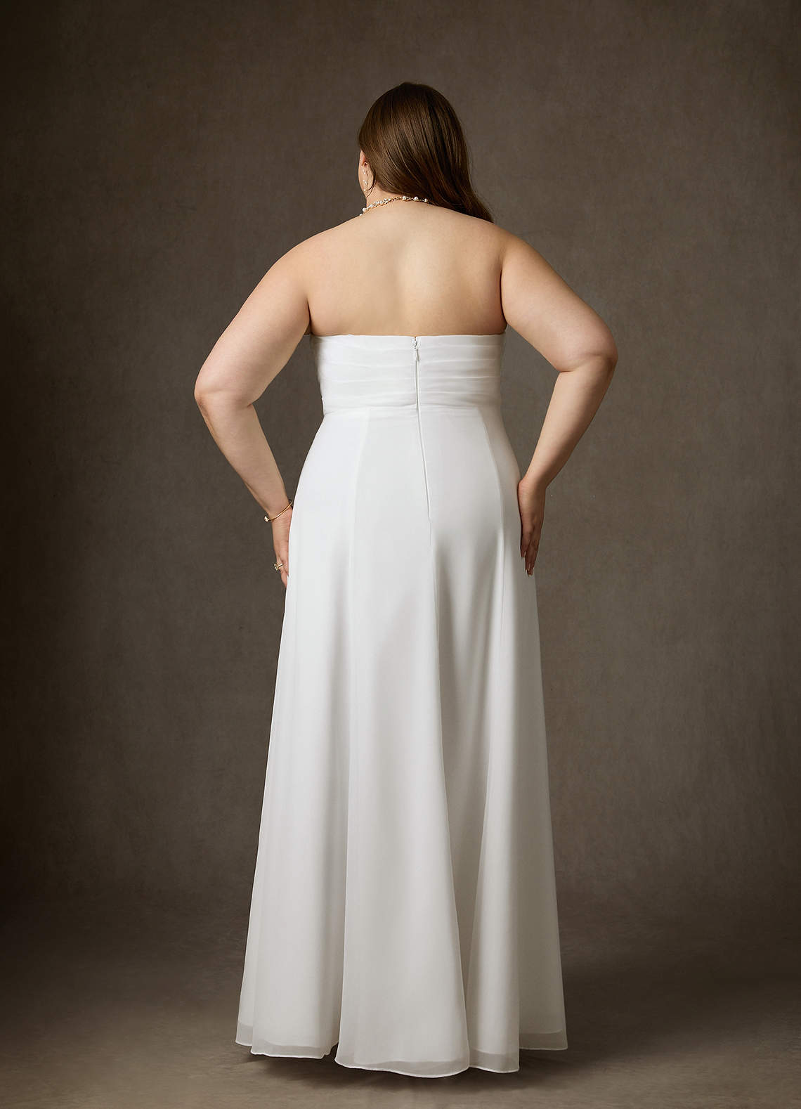 Azazie Camryn Hochzeitskleider A-Linie Schulterfrei Chiffon Kleid Diamantweiß image11