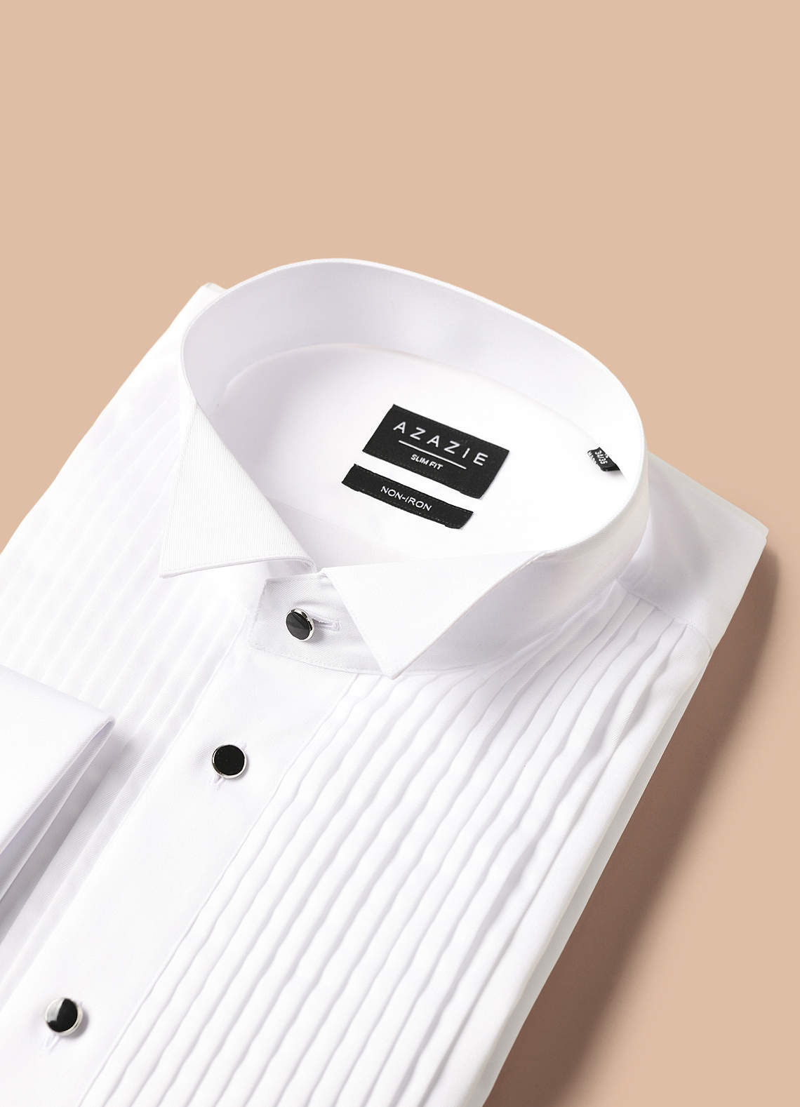 front Sebastian White Wing Tip 100% Cotton Tuxedo Shirt