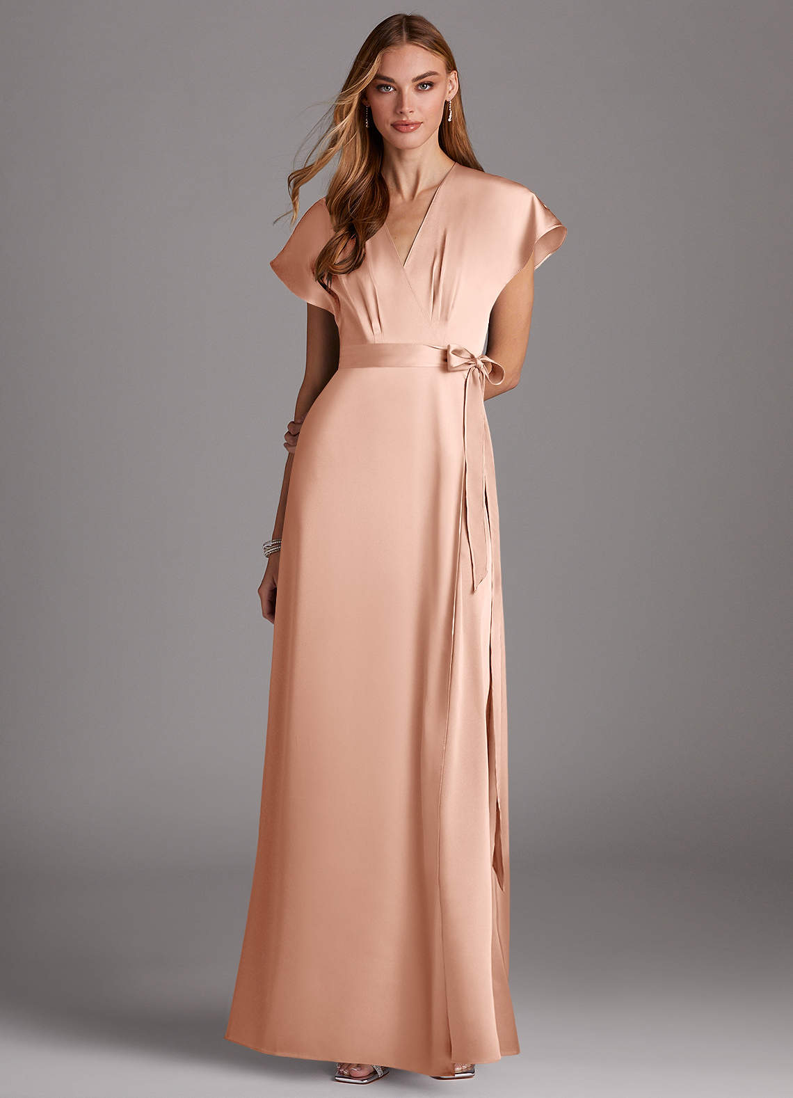 Azazie Nico Ready to Ship Rose Gold Stretch Satin Bridesmaid Dresses |  Azazie