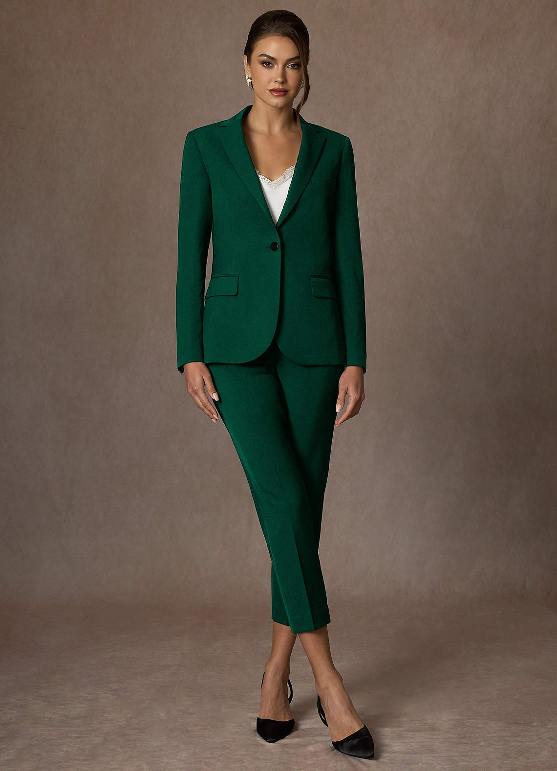 front Kennedy Emerald Structured Stretch Dress Pants