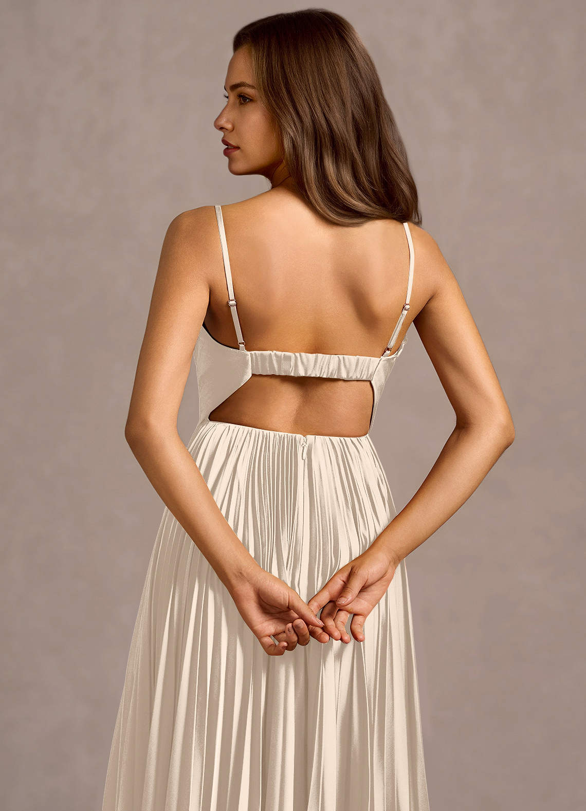 kaia cage back flare dress Theia Kia Cape Gown