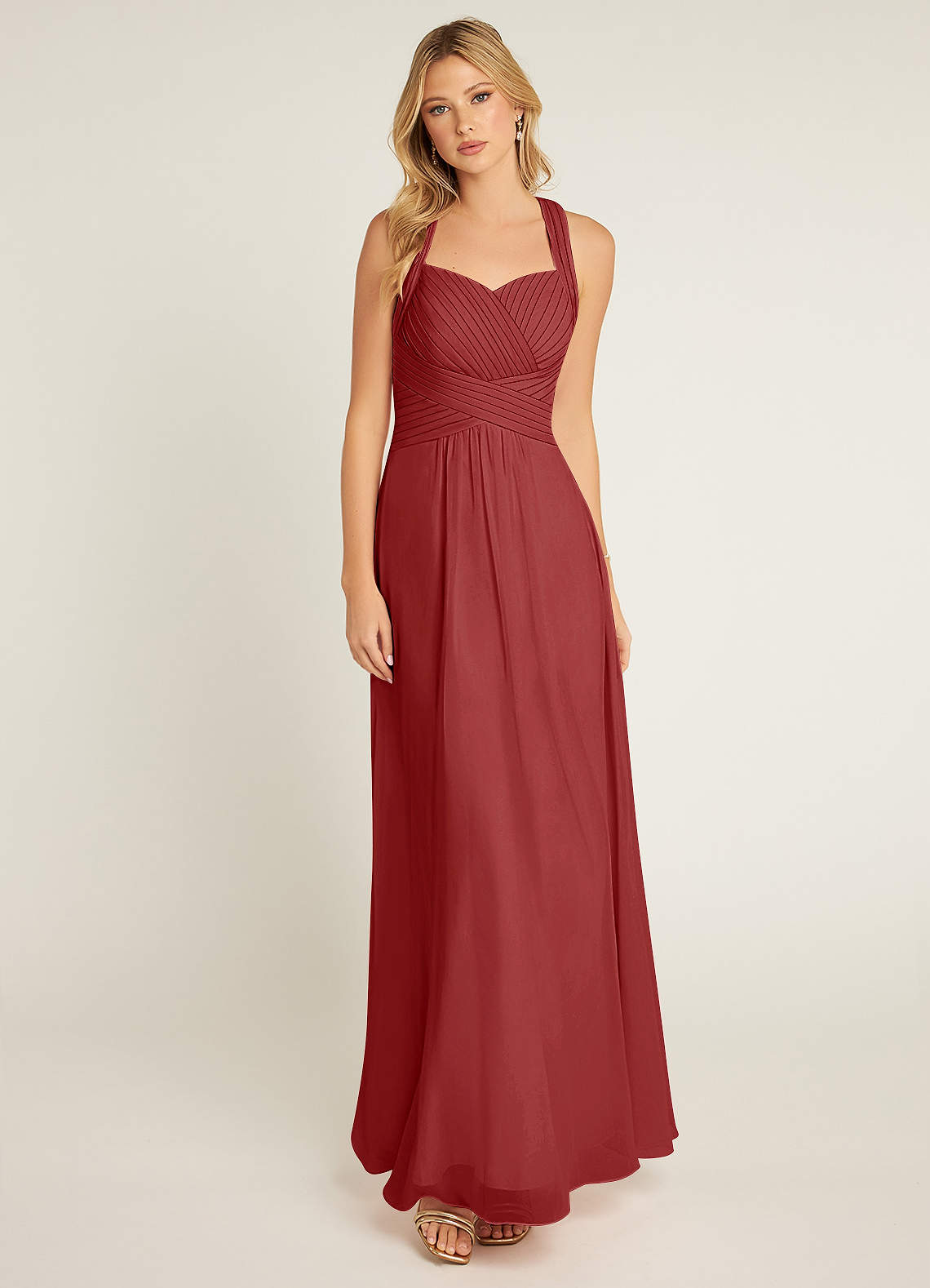 Azazie Claudia Bridesmaid Dresses Rust A-Line Sweetheart Neckline Chiffon Dress image1