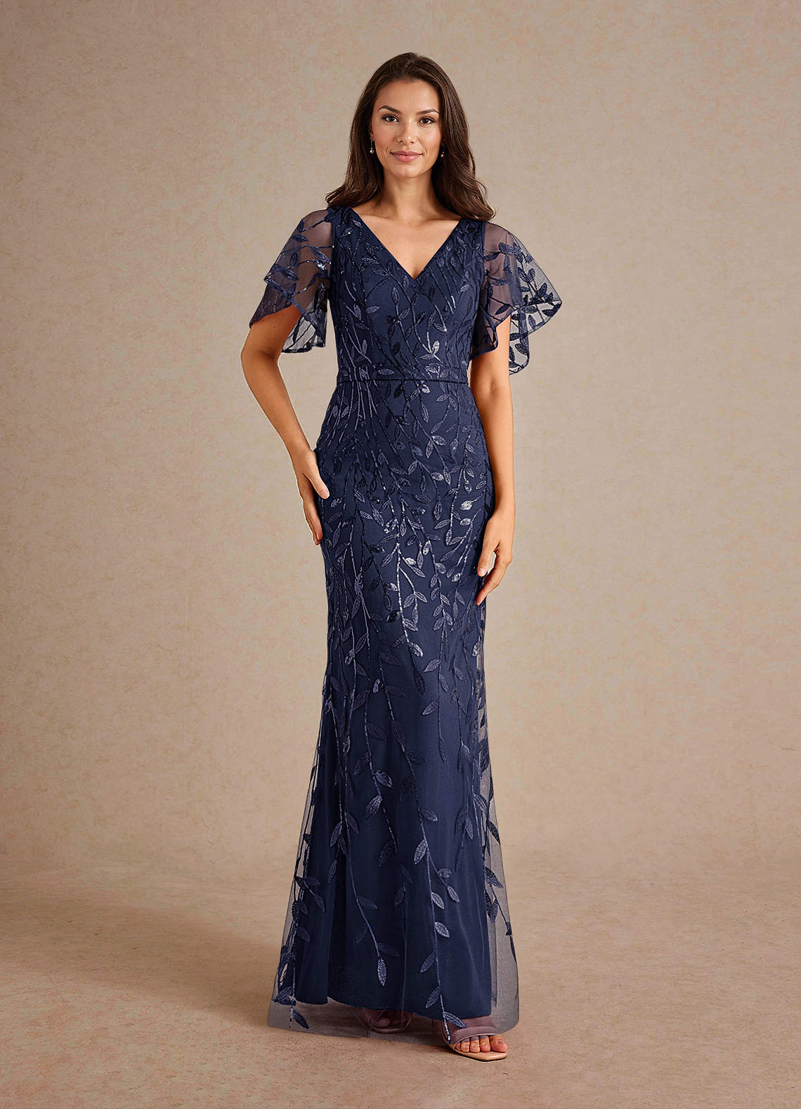 Azazie Milan Abiti per la Madre della Sposa Abito Tubino in Paillettes/Lustrini Marino Scuro image1