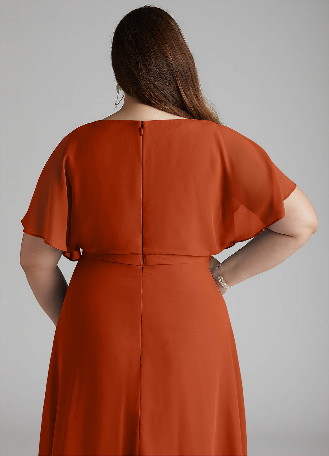 Azazie Aaliyah At-home Try On Dresses A-Line Scoop Pleated Chiffon Floor-Length Dress image9