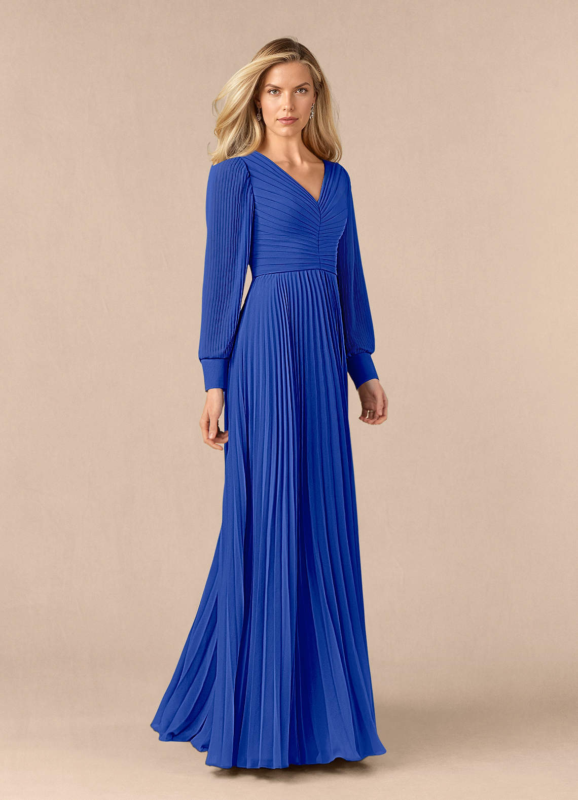 Azazie Zina Mother of the Bride Dresses Royal Blue A-Line Pleated Chiffon Dress image1