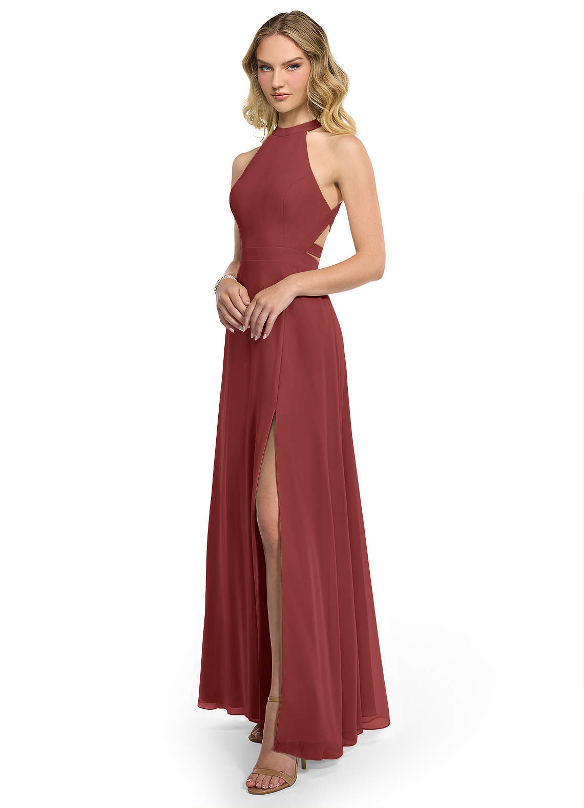 Azazie Clarice Terracotta Chiffon Bridesmaid Dresses | Azazie