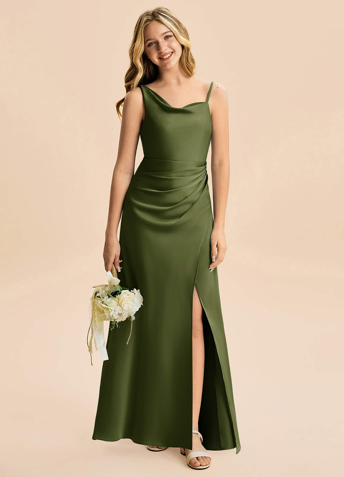 satin off the shoulder bridesmaid dress Ladivine 7493 Bridesmaids A Line Soft Maxi Slit Dress Formal 6 / Burgundy Light Yellow Bodycon Mini Dress Halter Mini Lace Homecoming Size:10Y-11Y