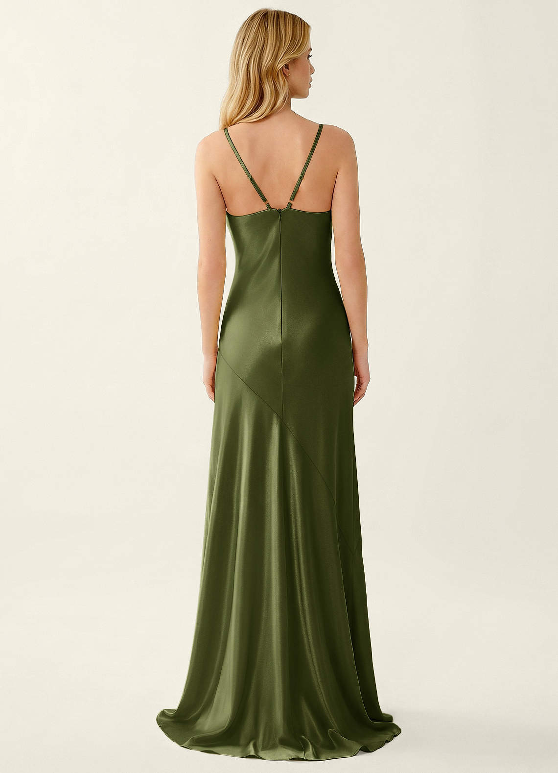 high split satin dress One Shoulder Satin Front Split Evening Party Dresses with Sweep Train