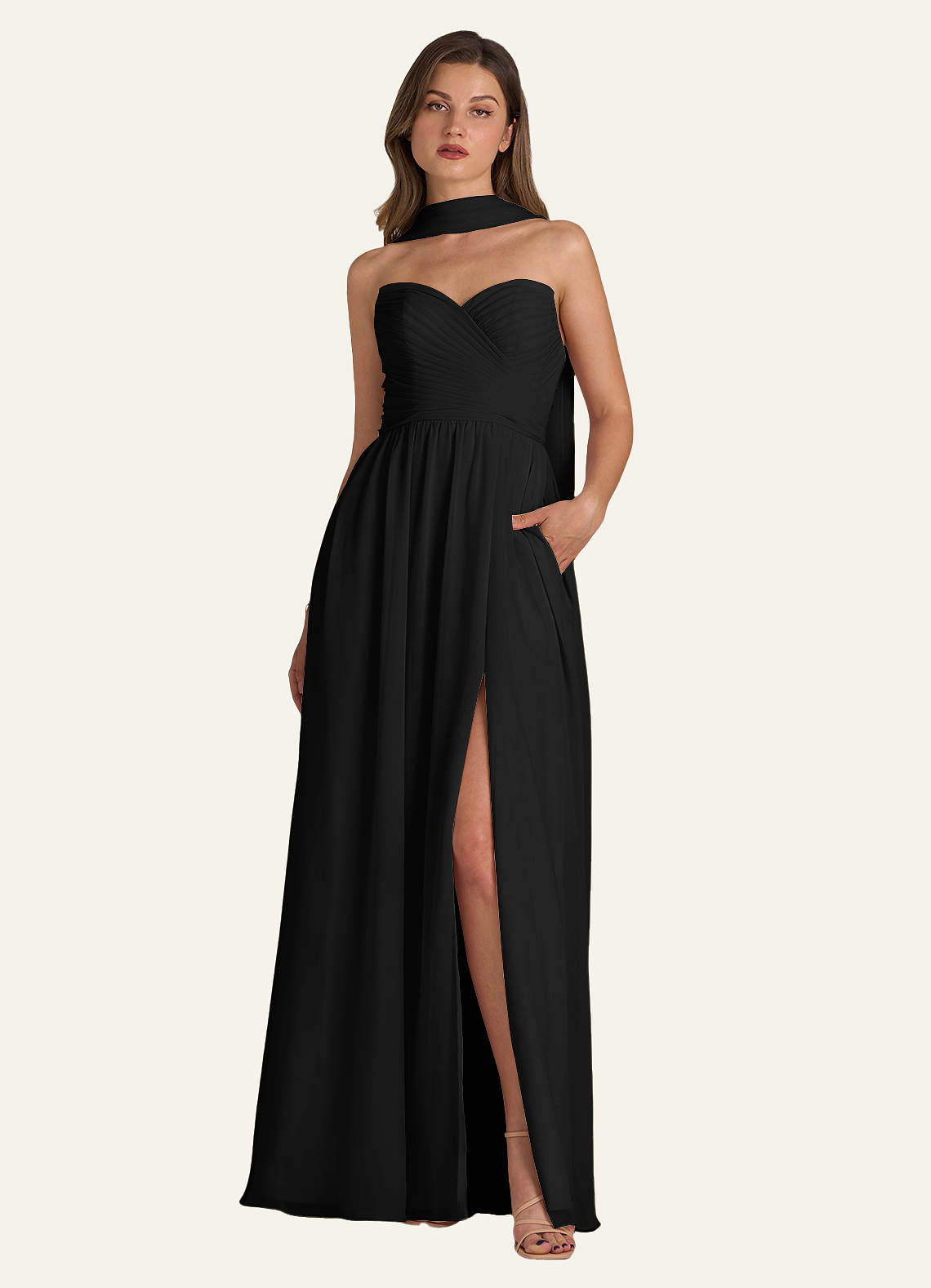 front Azazie Matching Color Chiffon Scarf