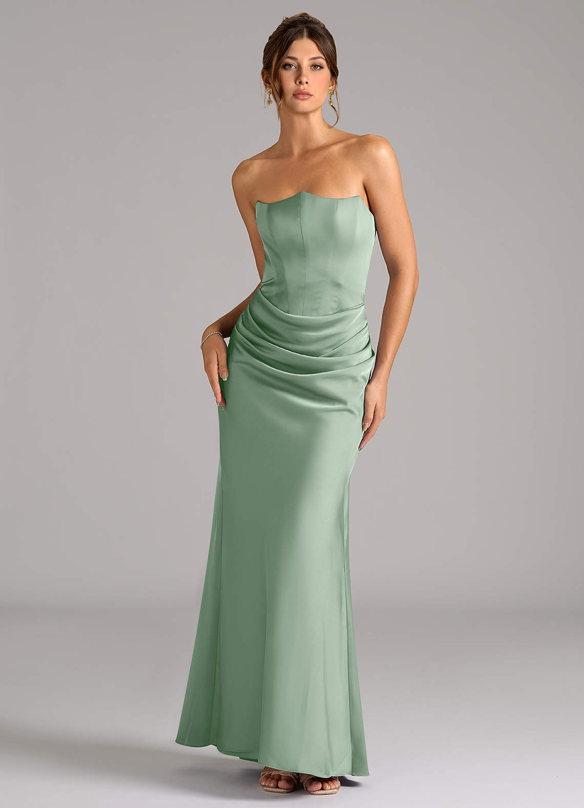 Azazie Debby Bridesmaid Dresses Agave Mermaid Strapless Stretch Satin Convertible Dress image1