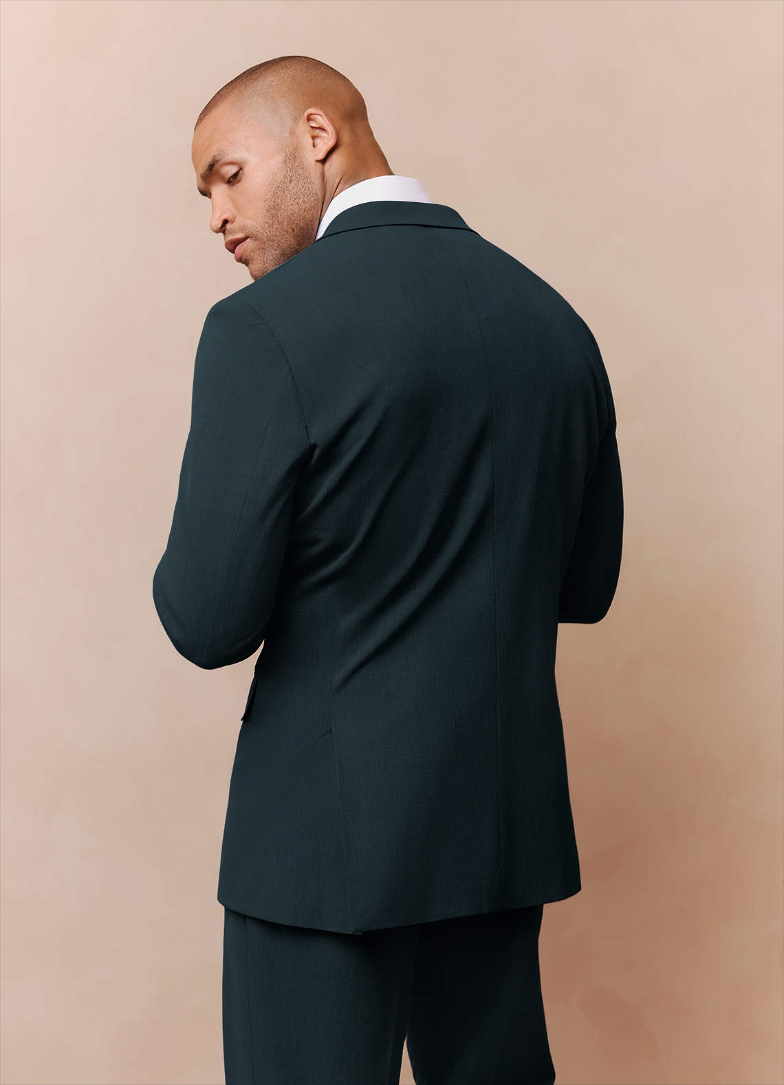 front Savile Dark Green Wool Blend Suit Jacket
