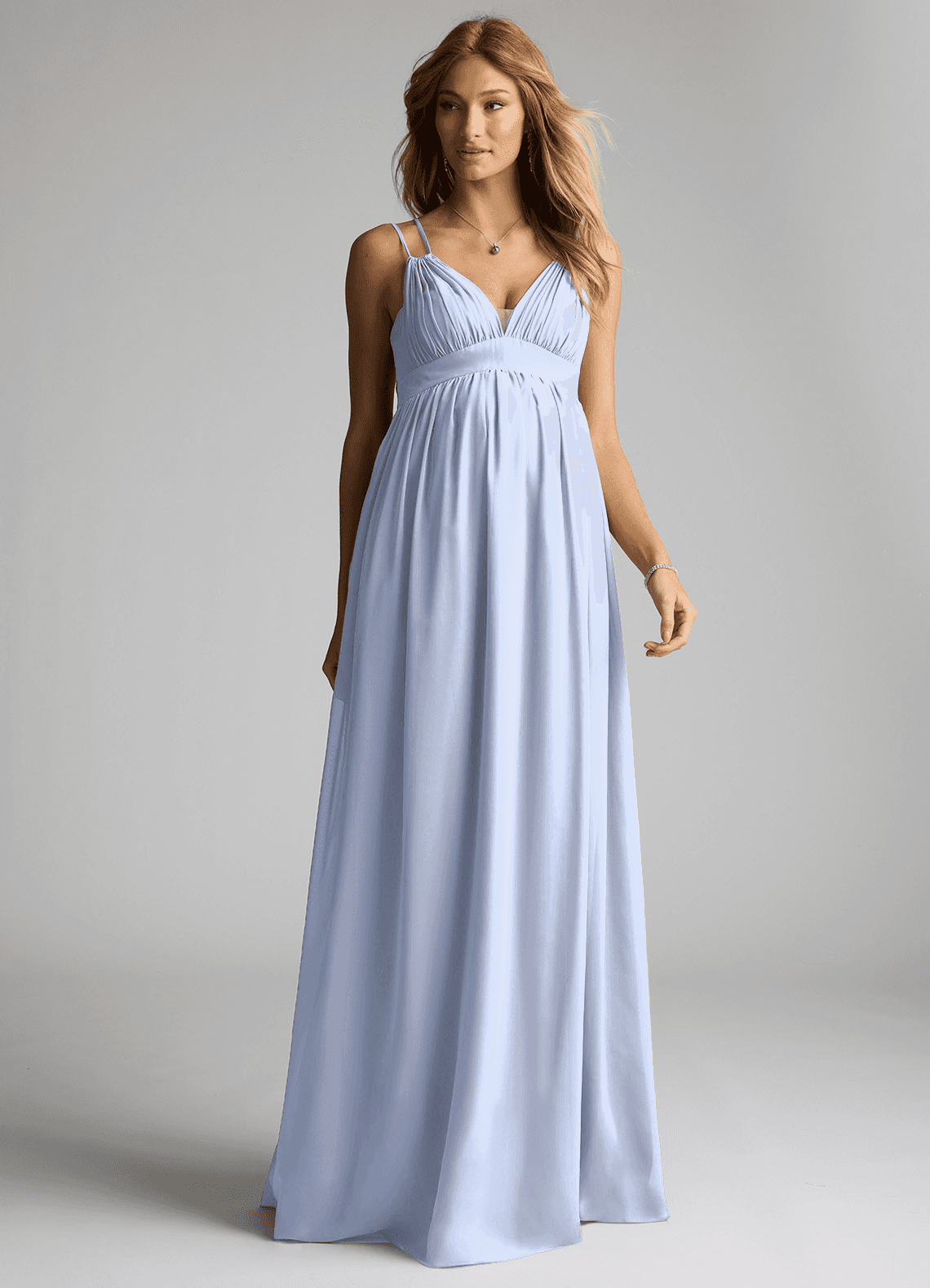 white christmas dresses Light Blue Chiffon Long Sleeve Maternity Maxi Dress – PinkBlush main image 0