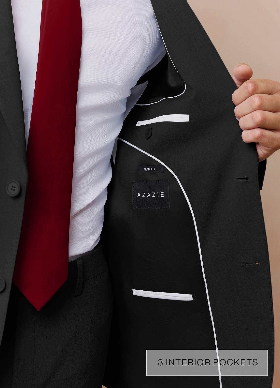 front Savile Black Wool Blend Suit