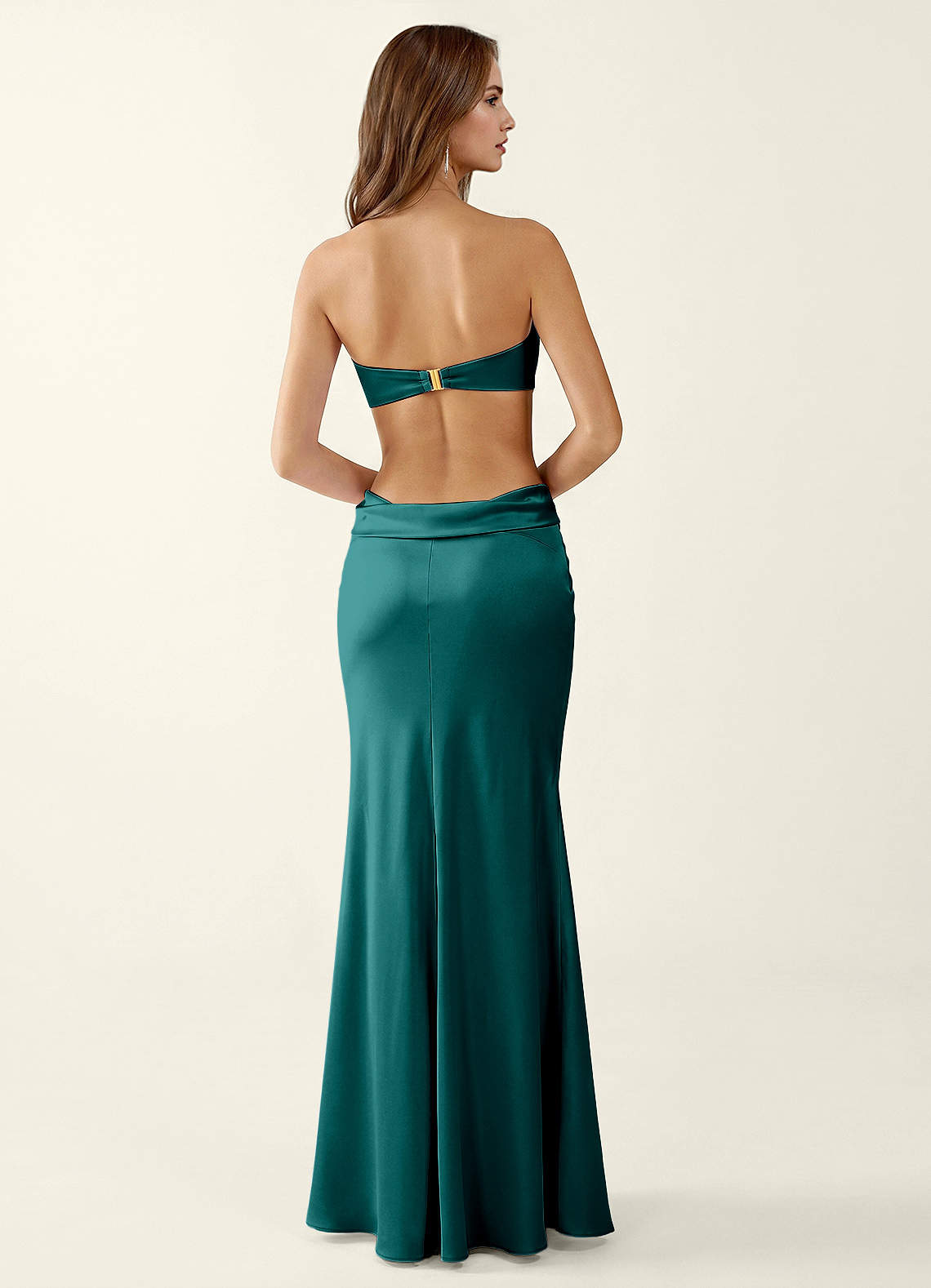 peacock green cocktail dress Miniqueadom Peacock Open Back Satin Party Dress