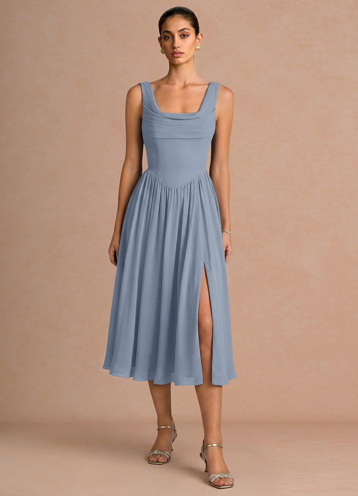 dusty blue dress midi Isabeau Dusty Blue Midi Dress