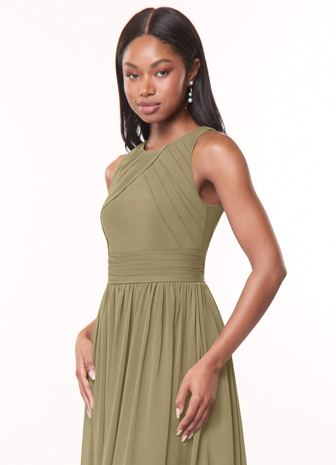 Azazie Harper Moss Green Chiffon Bridesmaid Dresses | Azazie