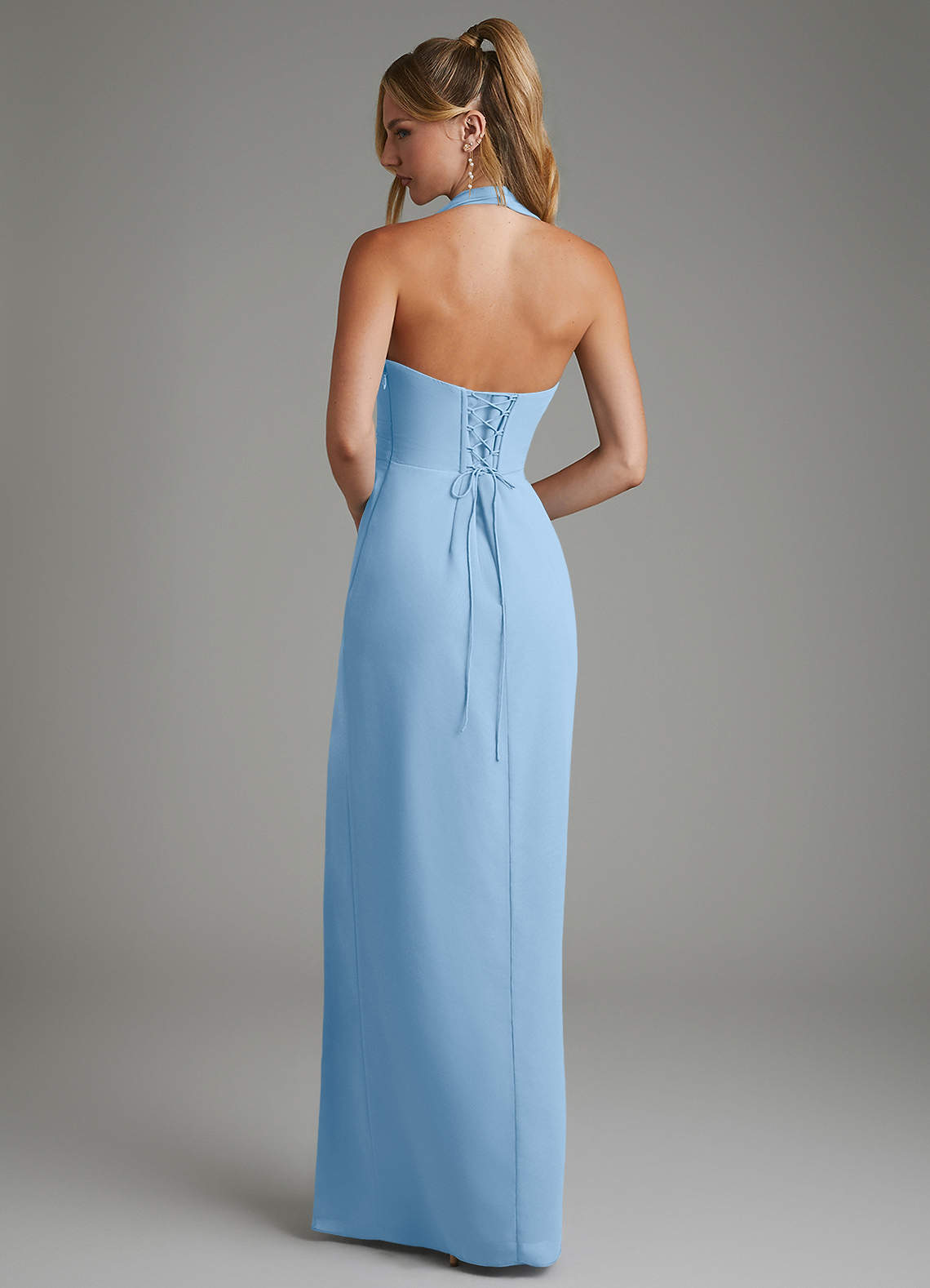Azazie Tina Bridesmaid Dresses Powder Blue Mermaid Corset Chiffon Dress image5